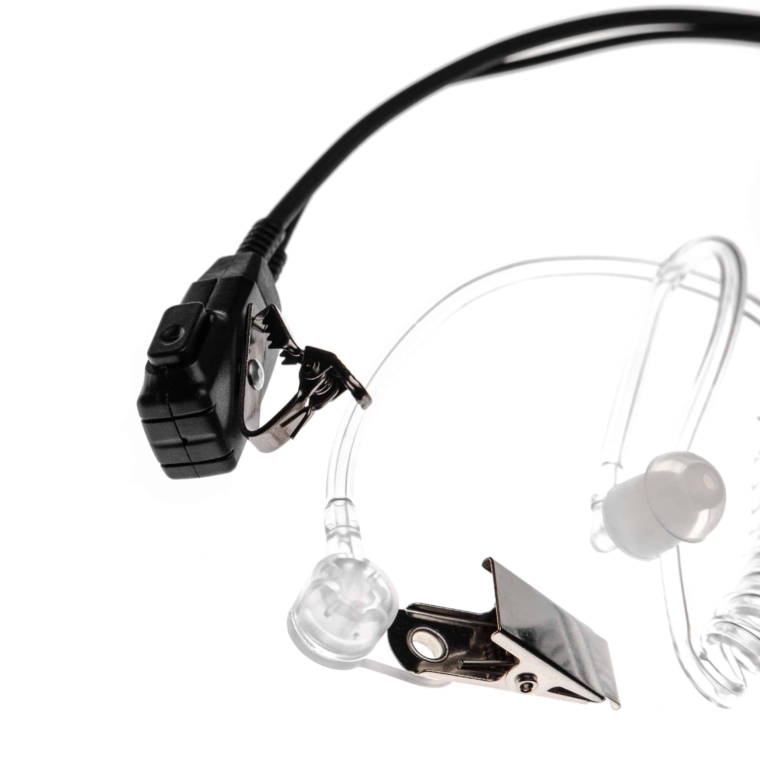 Security headset per ricetrasmittente Cobra PR240 - trasparente / nero + microfono push-to-talk + supporto a c