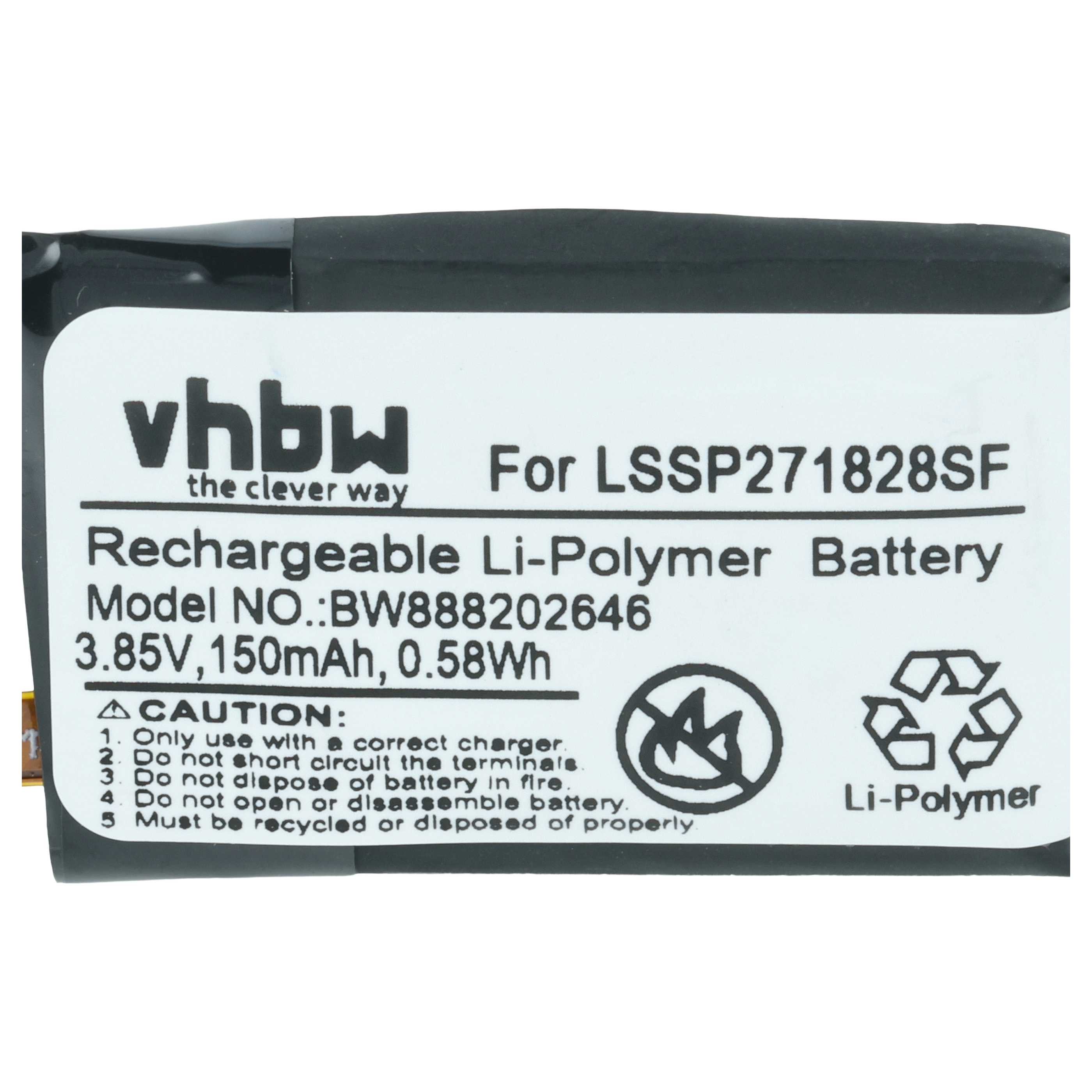 Smartwatch Battery replaces Fitbit R-41021555, 261827 - 150 mAh 3.85 V Li-polymer