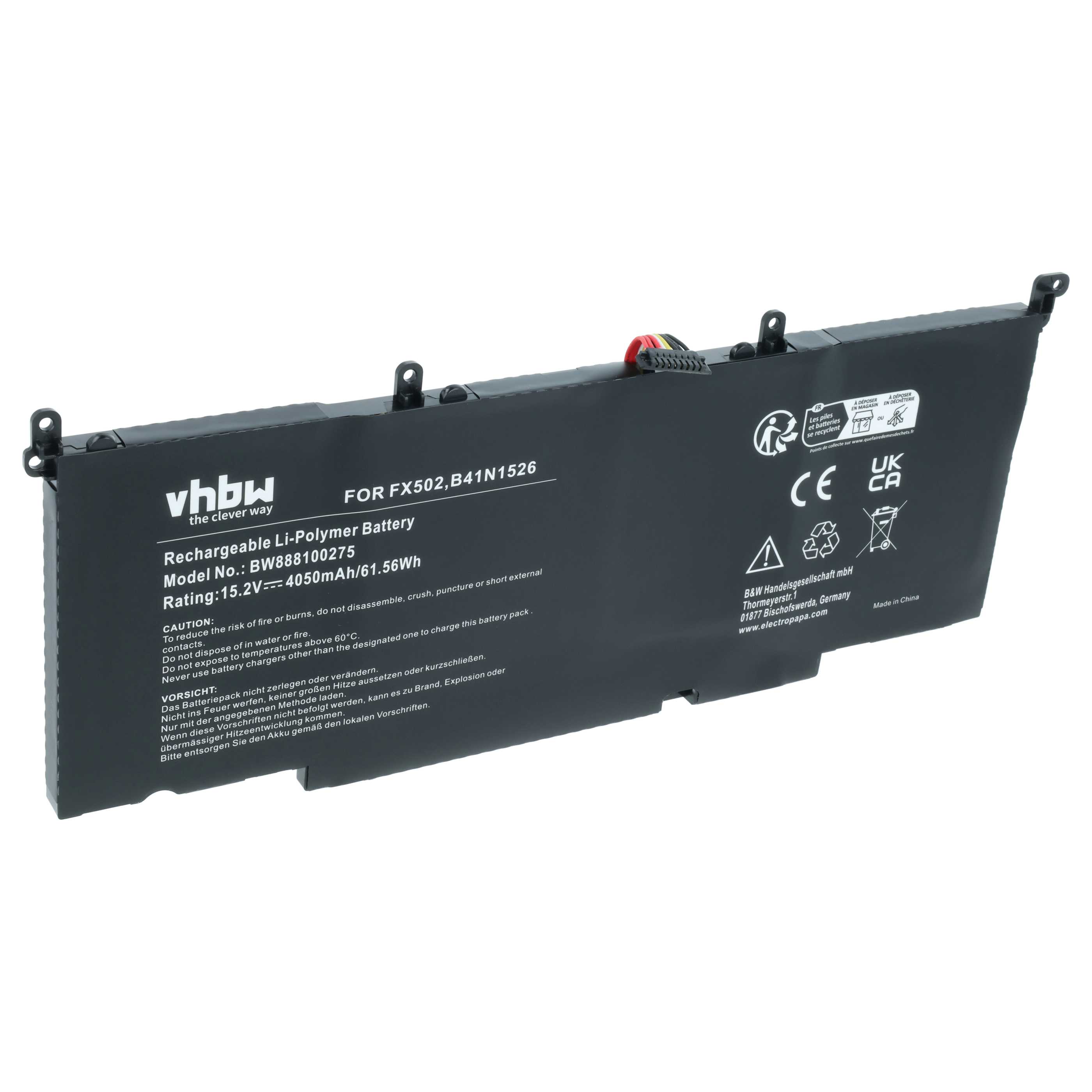 Akumulator do laptopa zamiennik Asus B41N1526, 0B200-0194000 - 4050 mAh 15,2 V LiPo, czarny