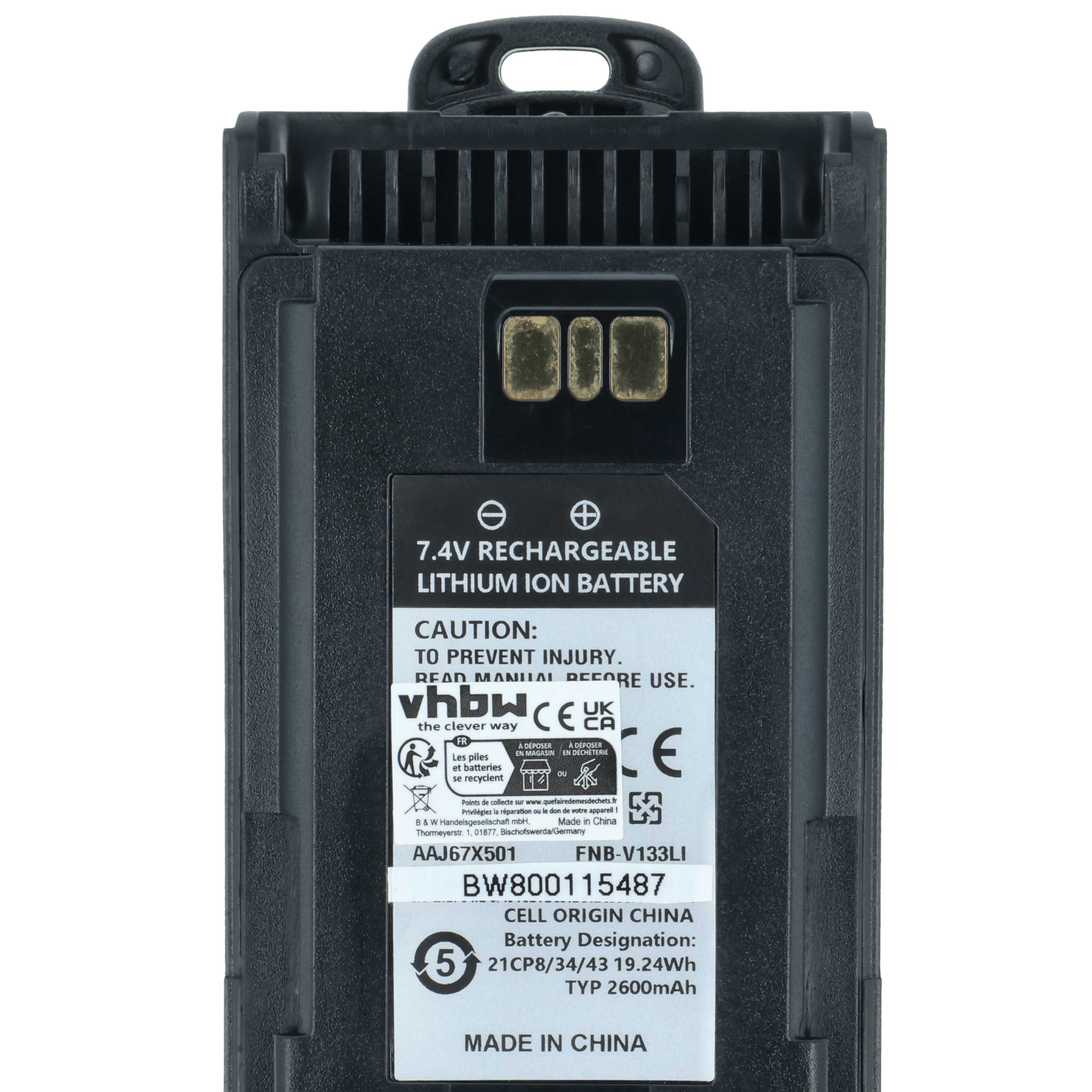Radio 2x Battery replaces Motorola AAJ67X001 - 2600 mAh 7.4 V Li-Ion + Belt Clip