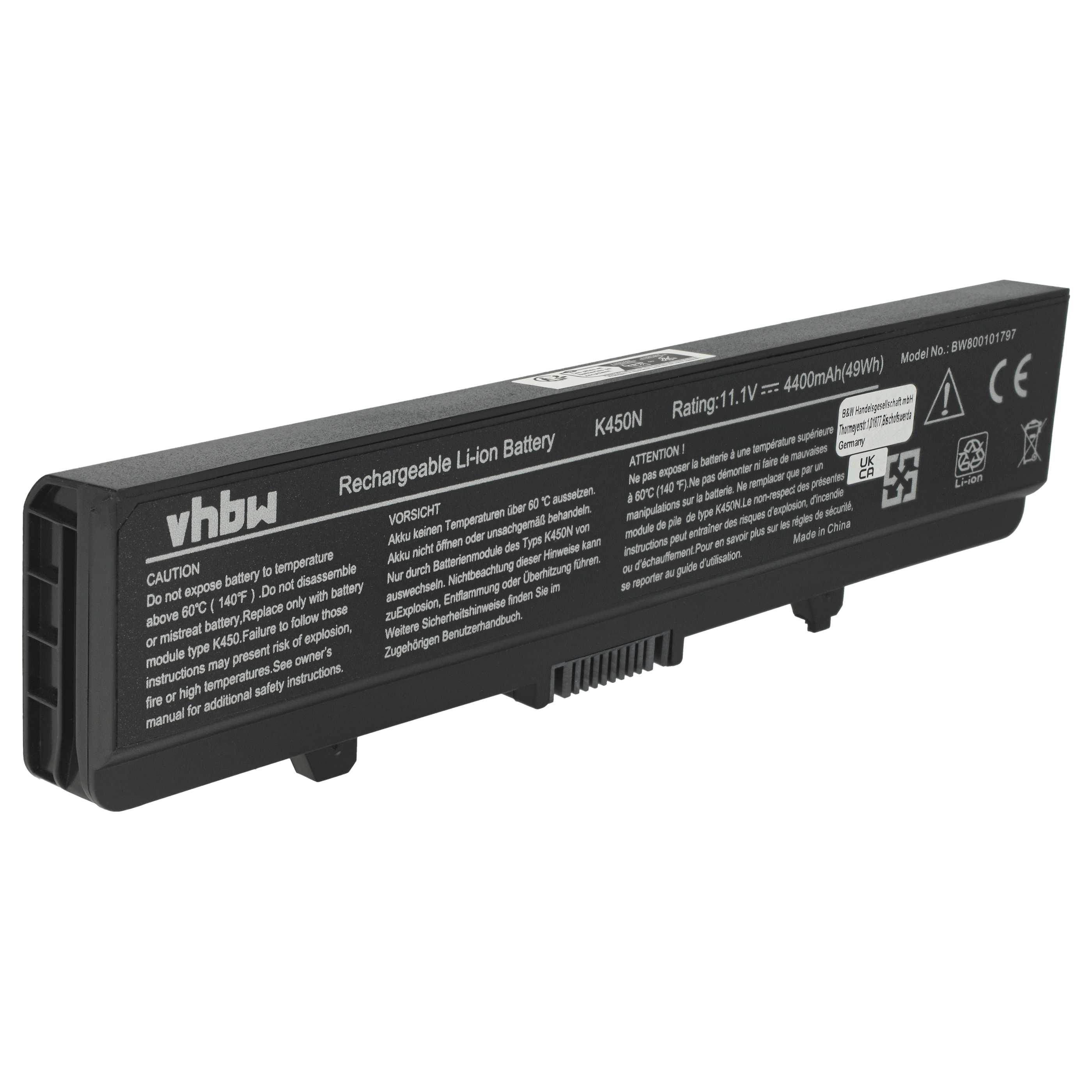 Akumulator do laptopa zamiennik Dell 0GW252, 0F965N, 0F972N, 312-0566 - 4400 mAh 11,1 V Li-Ion, czarny