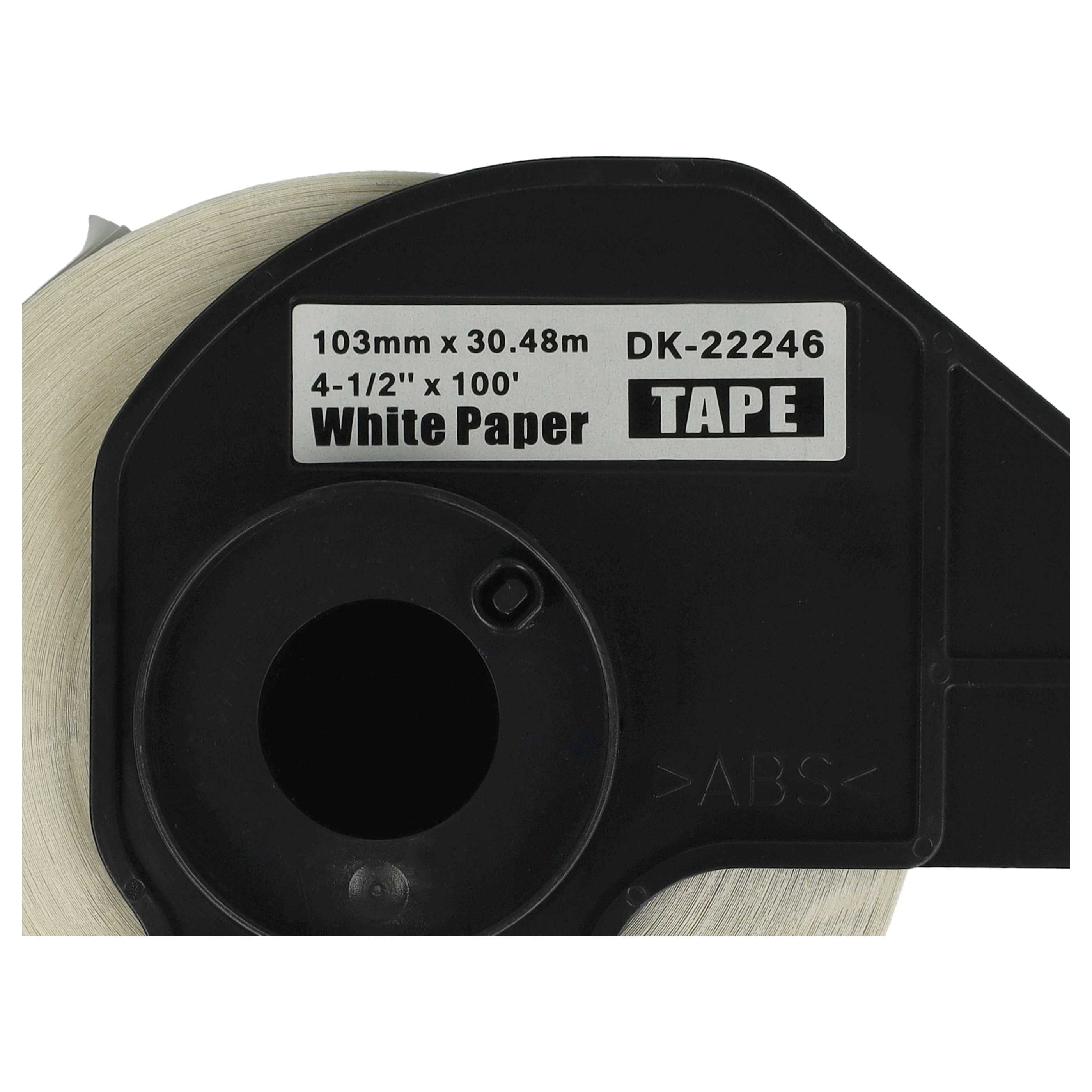 10x Label Roll replaces Brother DK-22246 for Labeller - Self-Adhesive 103 mm x 30.48 m + Holder