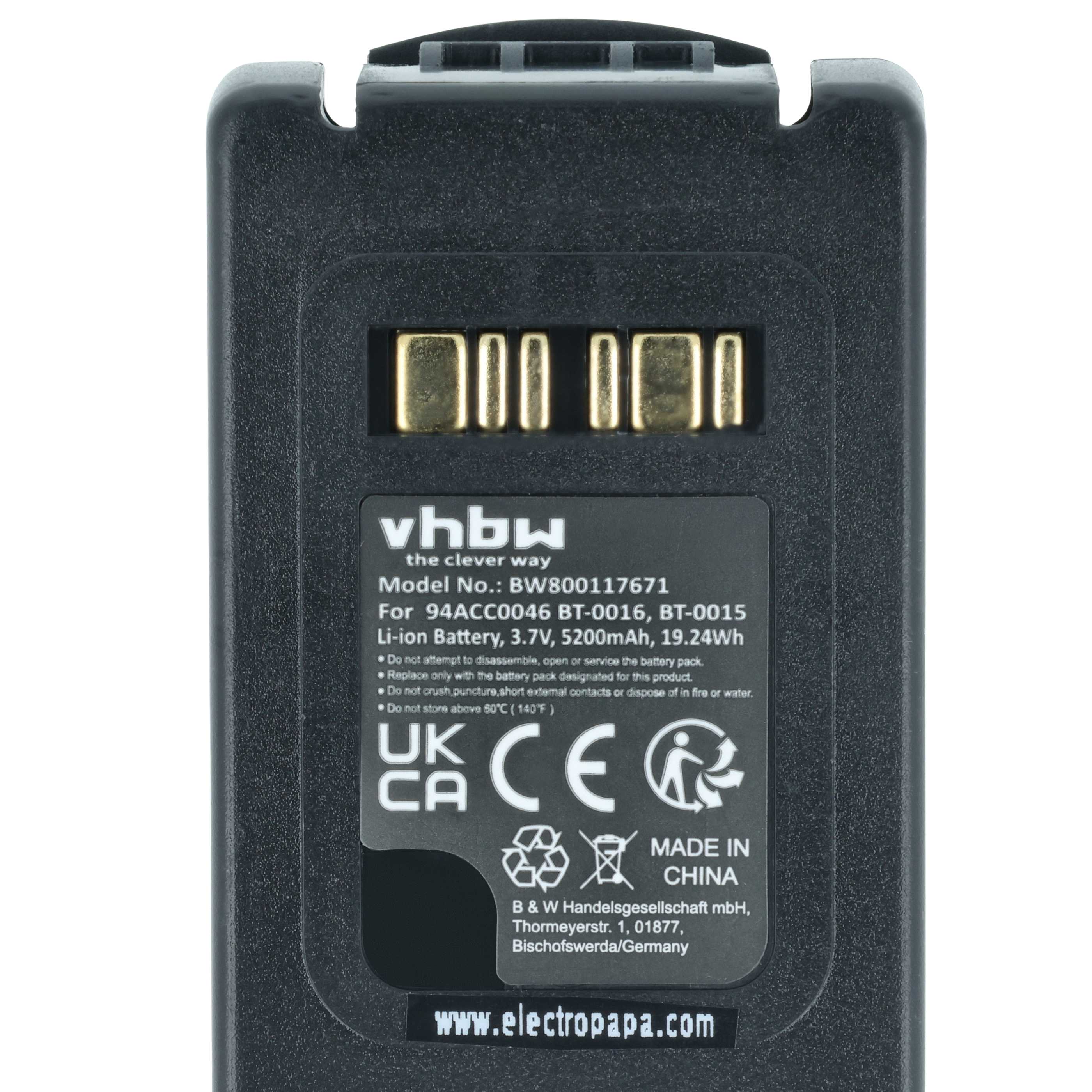 Battery replaces Datalogic 94ACC0048, BT-0015, 94ACC0046 for Datalogic Barcode Scanner POS - 5200 mAh 3.7 V