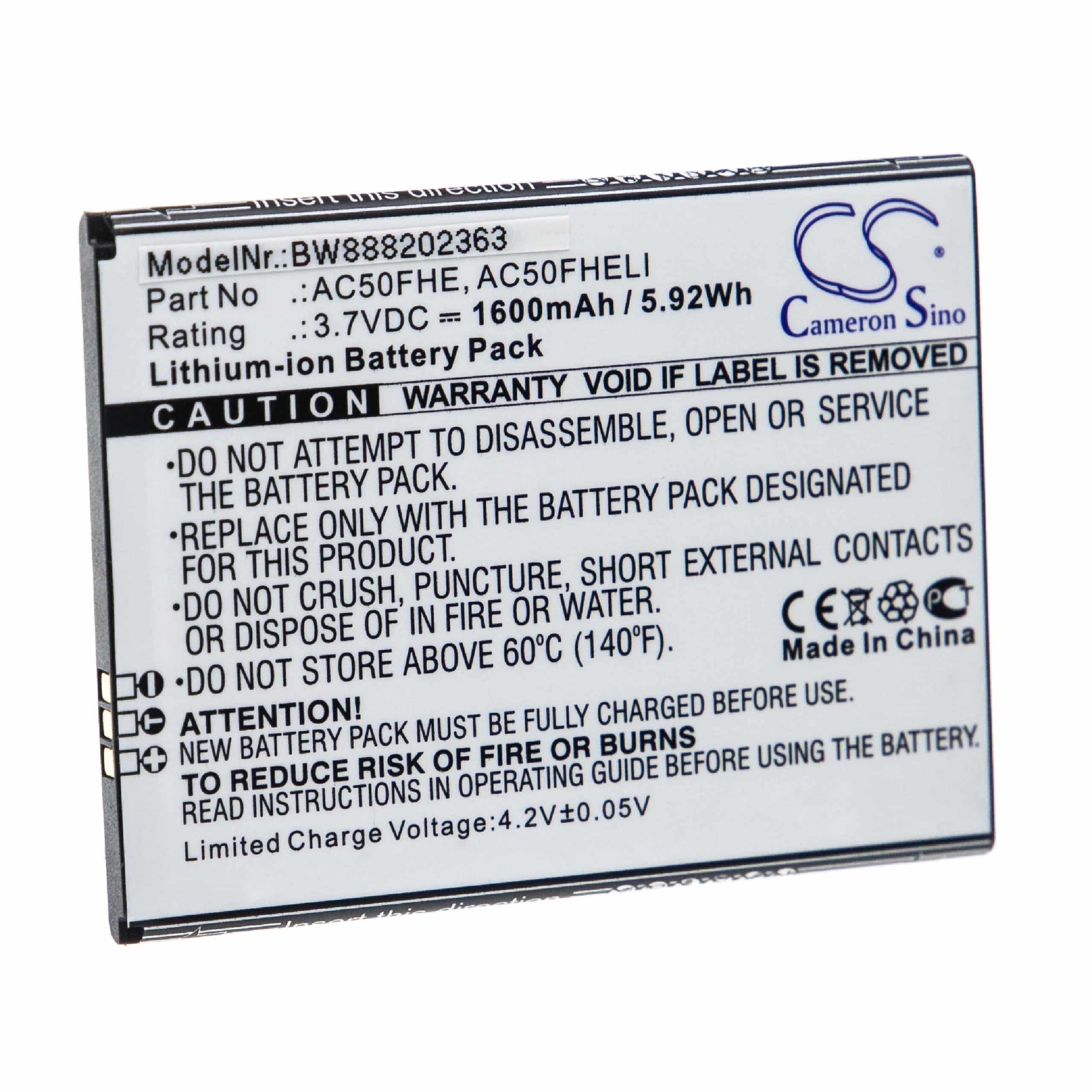 Akumulator do telefonu smartfona zamiennik Archos AC50FHE, AC50FHELI - 1600 mAh 3,7 V Li-Ion
