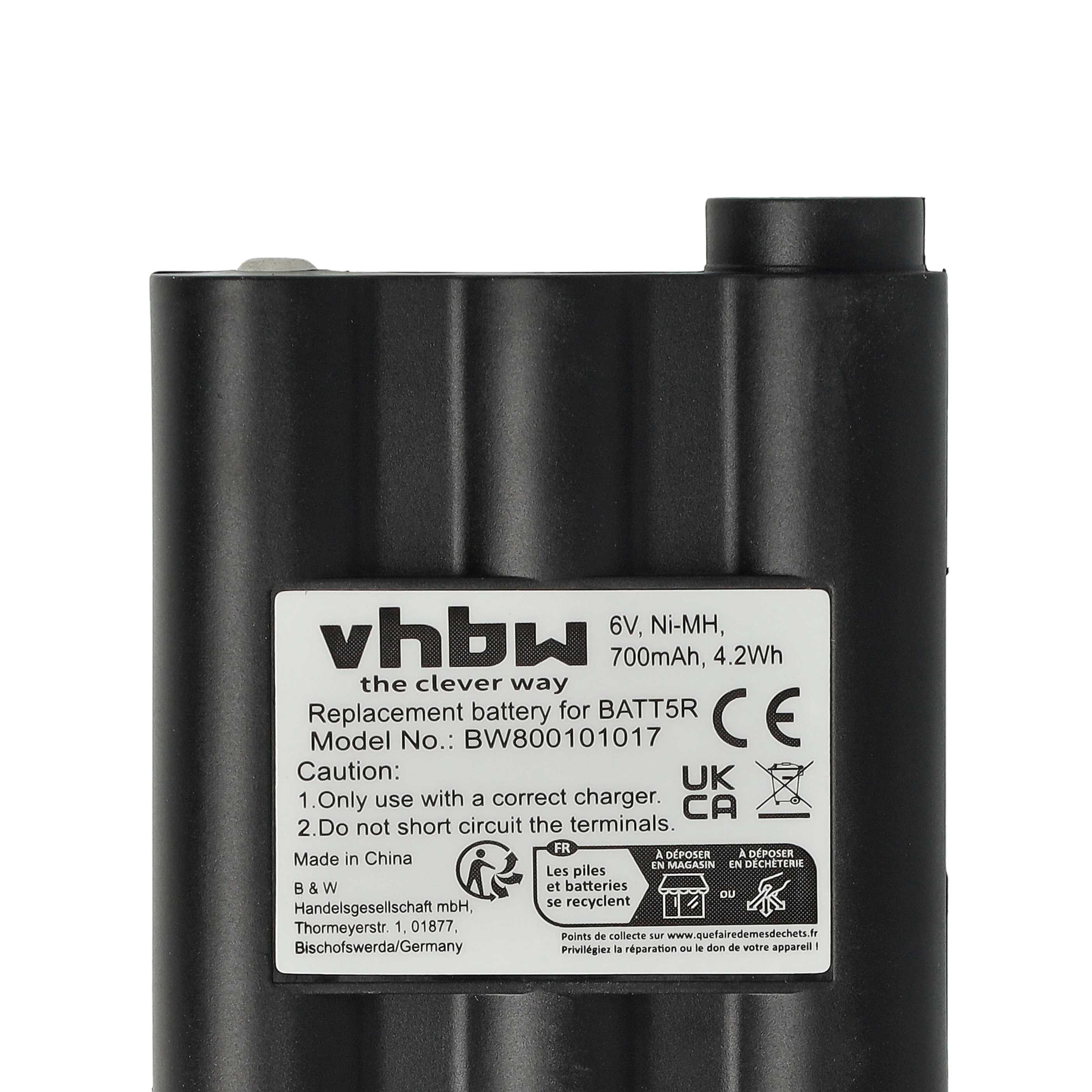 Radio 10x Battery replaces Alan Midland BATT5R, PB-ATL/G7 - 700 mAh 6 V NiMH