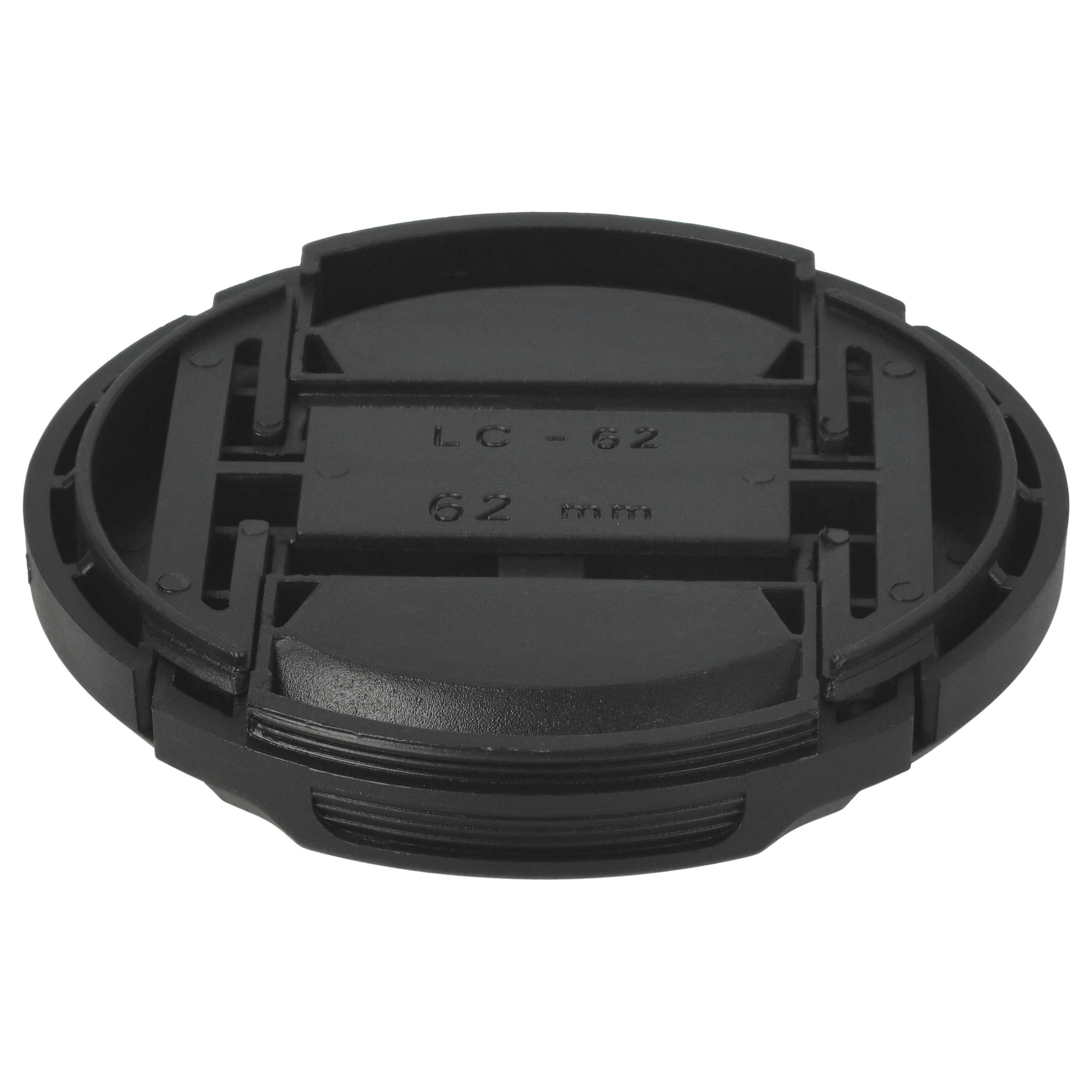 Bouchon d'objectif 62 mm - Prise centrée, plastique, noir