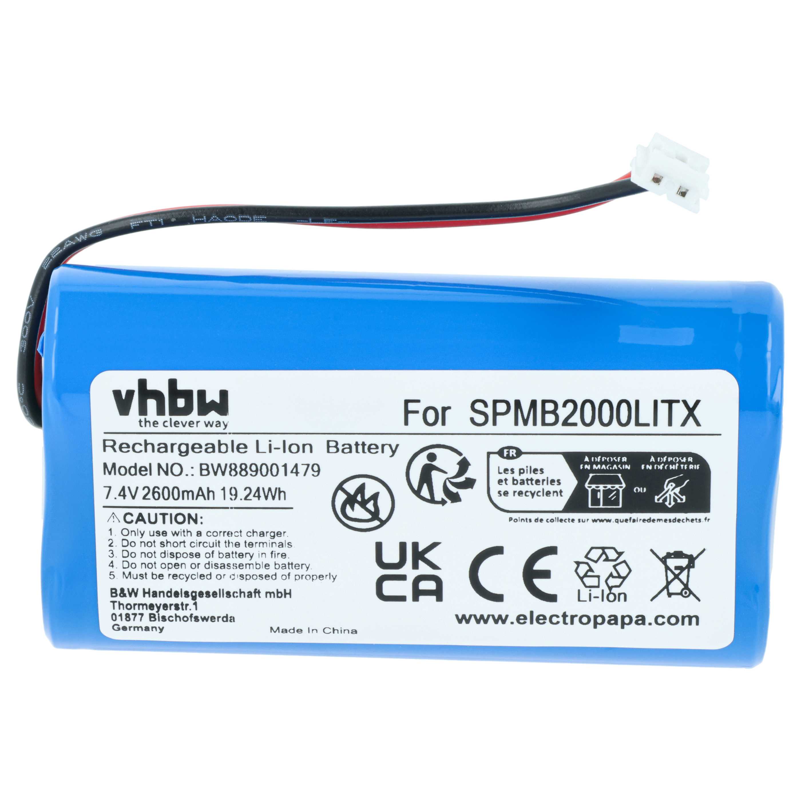 Remote Control 2x Battery replaces Spektrum SPMB2000LITX - 2600 mAh 7.4 V Li-Ion
