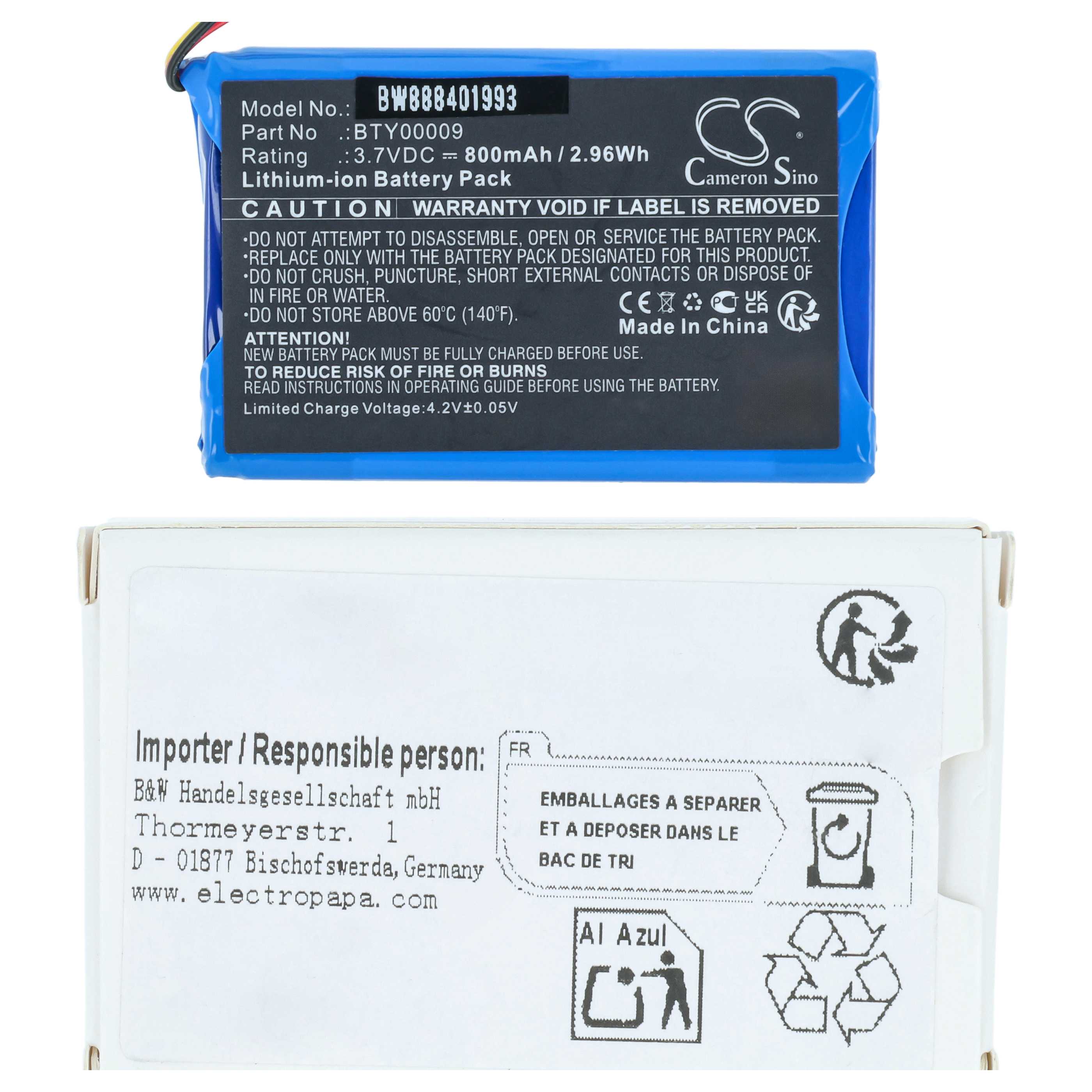 Card Reader 5x Battery replaces Ingenico BTY00009, FPS16020002419 - 800 mAh 3.7 V Li-Ion