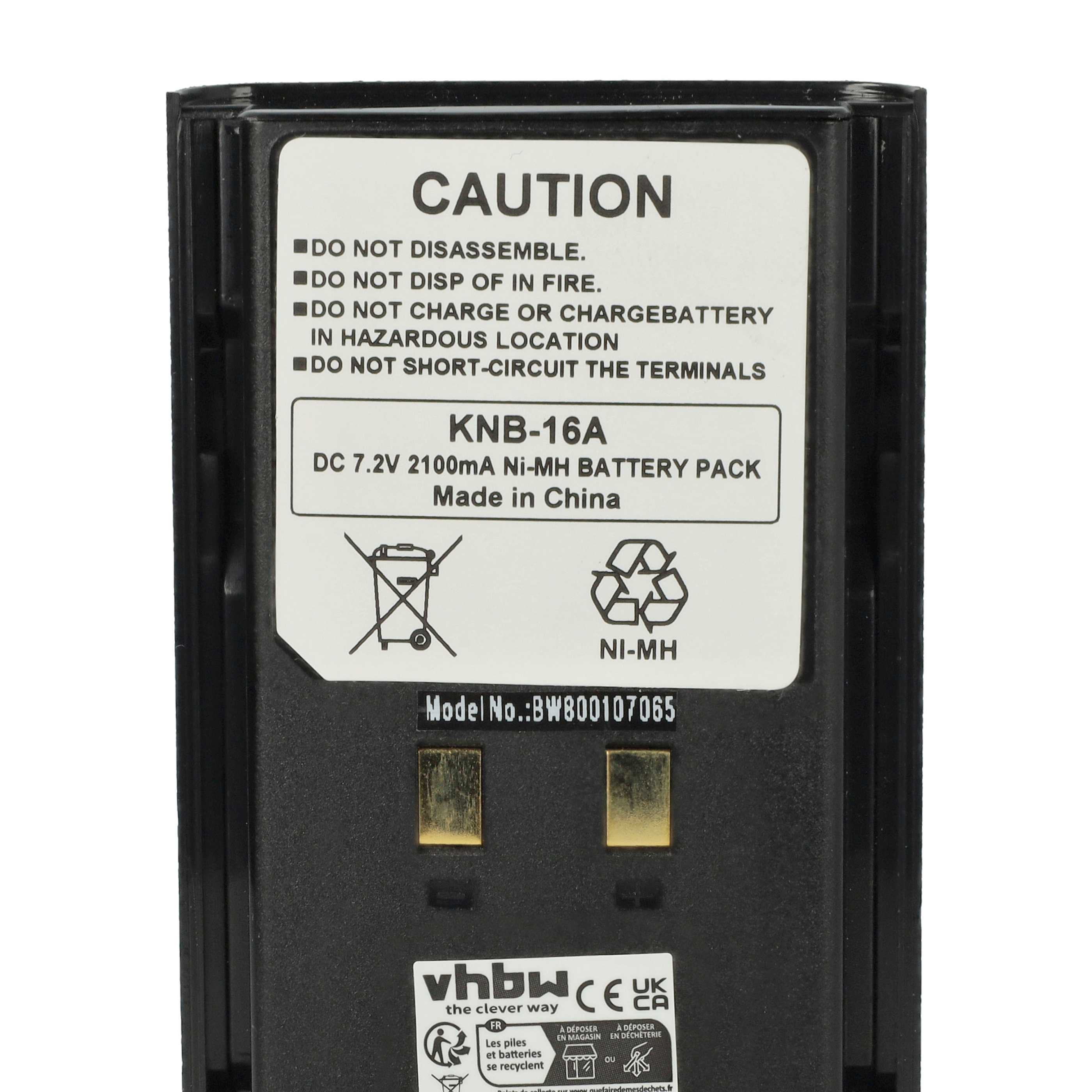 5x Batteria sostituisce Kenwood KNB-21N, KNB-17N, KNB-17A, KNB-16A per dispositivo radio - 2100mAh 7,2V NiMH