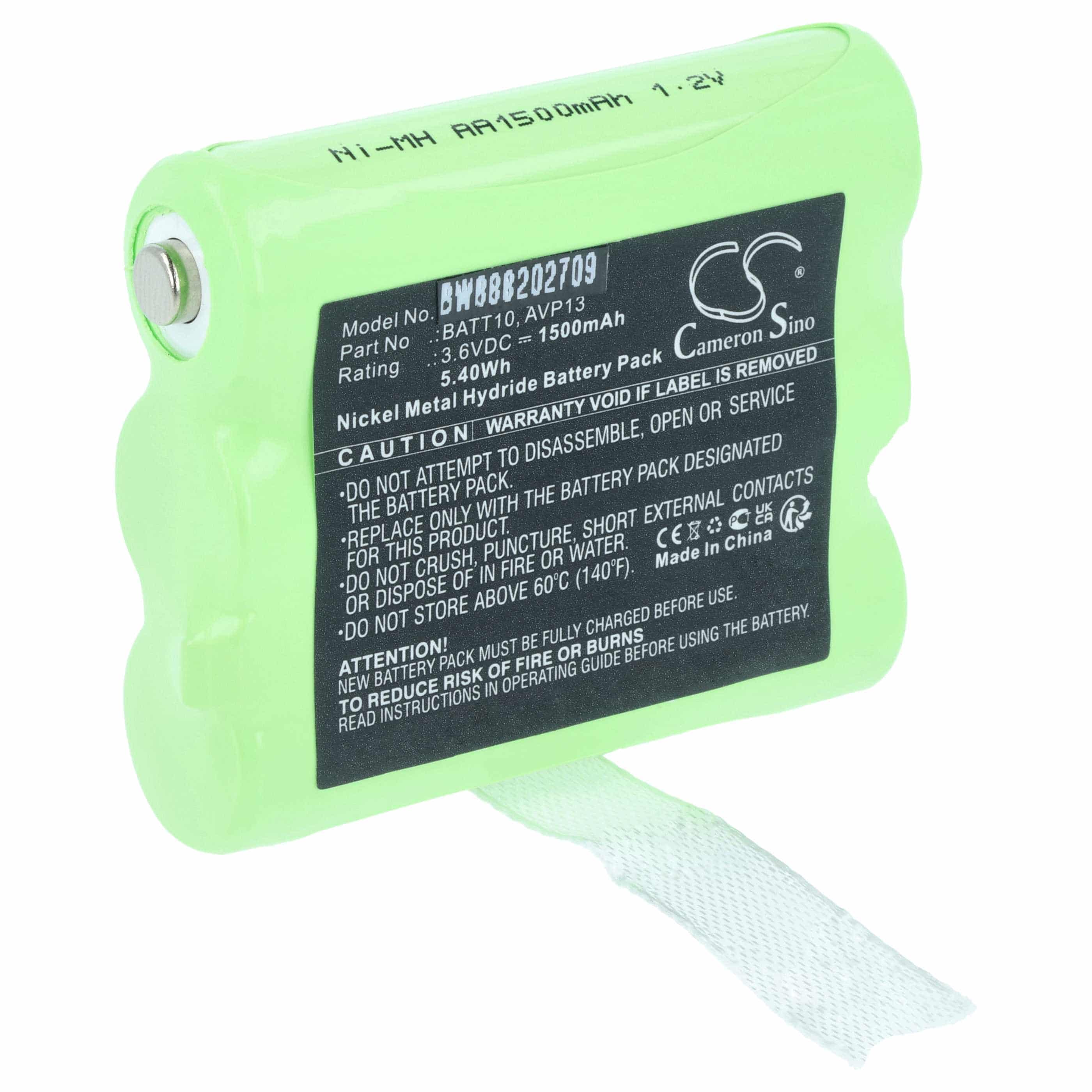 Radio Battery replaces Midland PB-X7, BATT10, AVP13 - 1500 mAh 3.6 V NiMH
