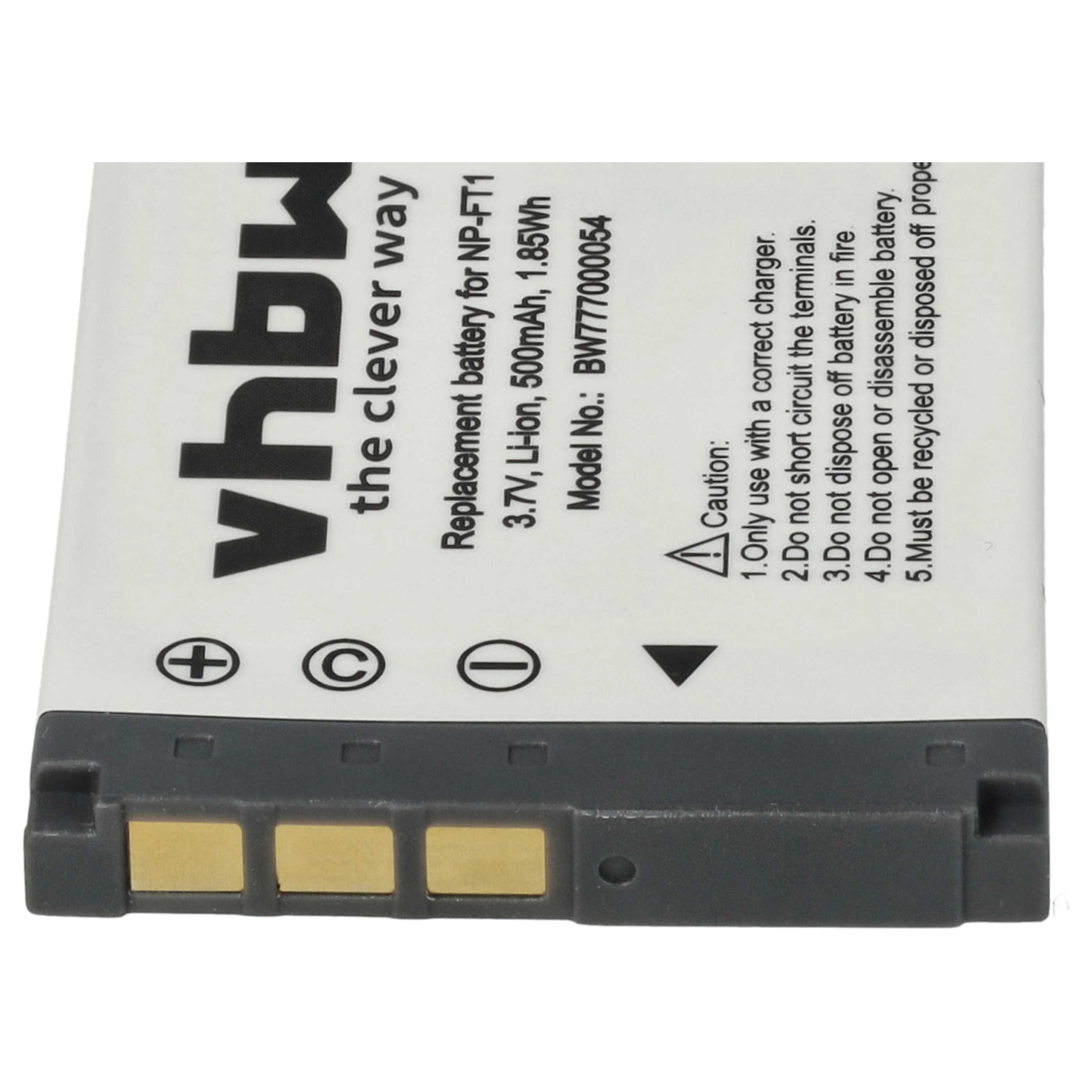 3x Battery replaces Sony NP-FT1 - 500mAh, 3.6V, Li-Ion