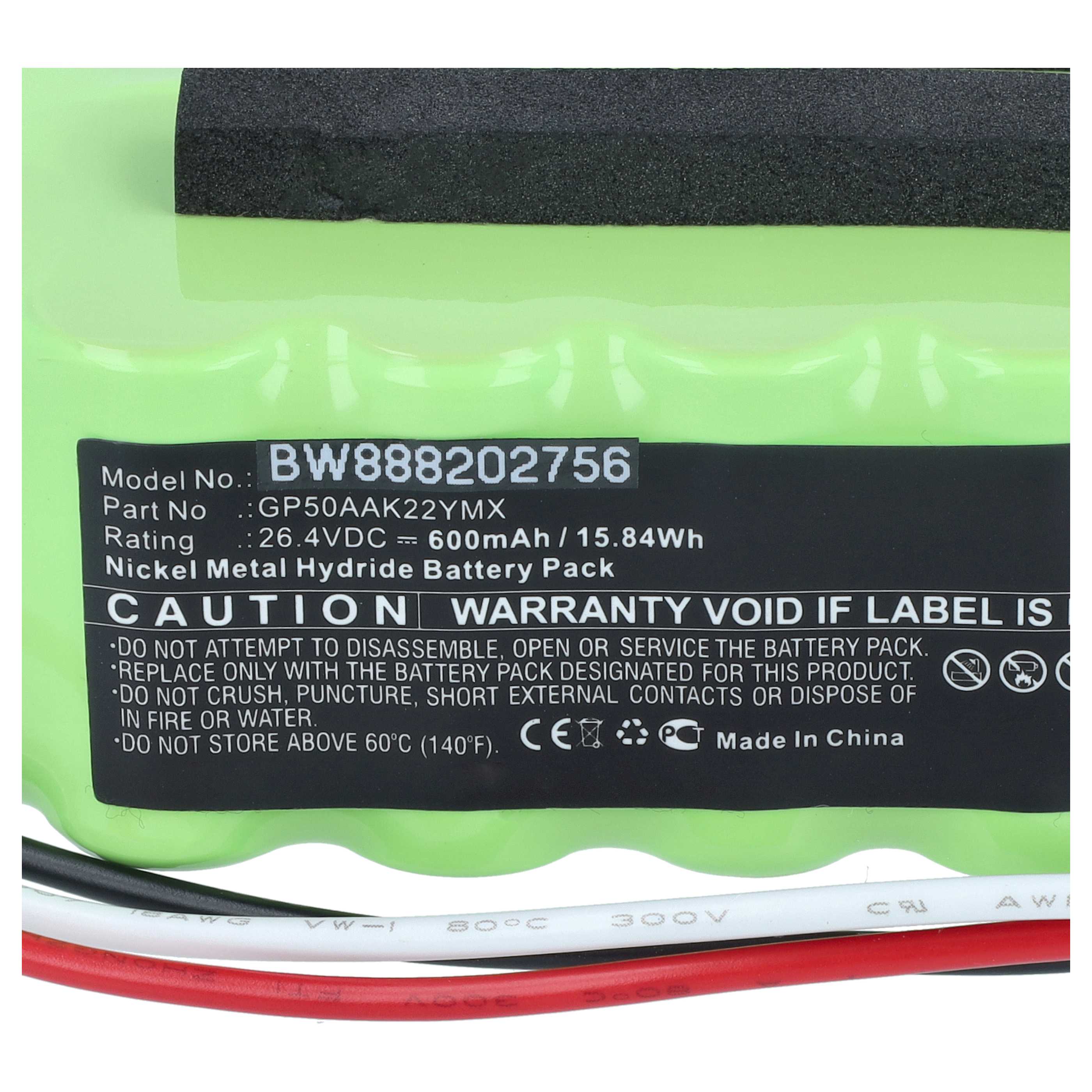 Sliding Gate Operator Battery replaces Manusa GP50AAK22YMX - 600 mAh 26.4 V NiMH