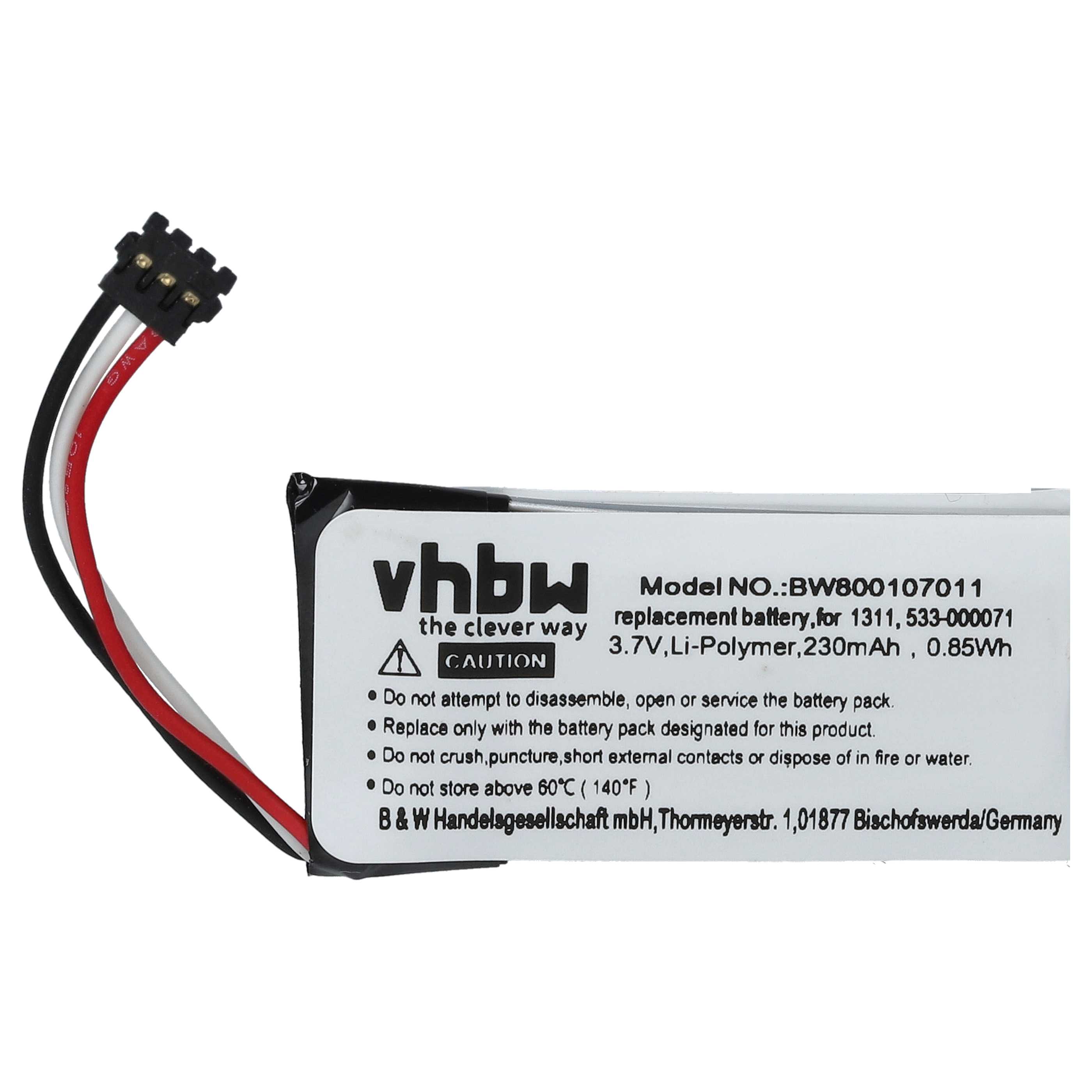 Computer Mouse Battery replaces Logitech 1311, AHB521630PJT-01, 533-000069 - 230 mAh 3.7 V Li-Ion