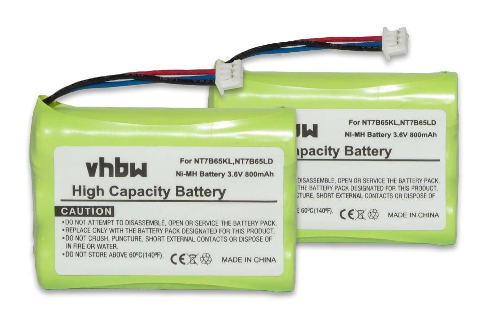 2x Batteries remplace NT7B65LD, NT7B65KL, CPH-464Q3S pour téléphone Nortel - 800mAh 3,6V NiMH