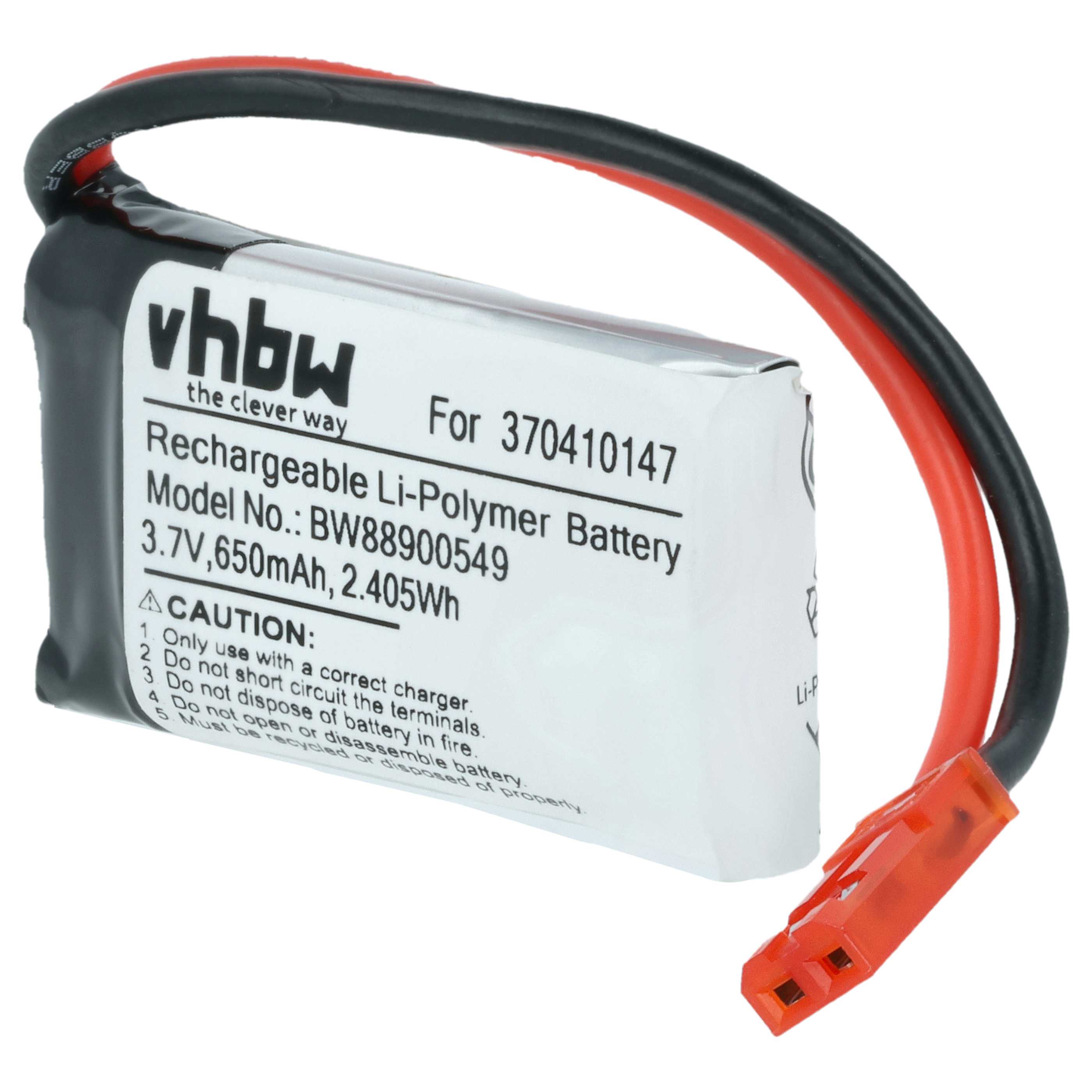 Batterie remplace Carrera 370410147 modèle radio-télécommandé - 650mAh 3,7V Li-polymère, JST BEC