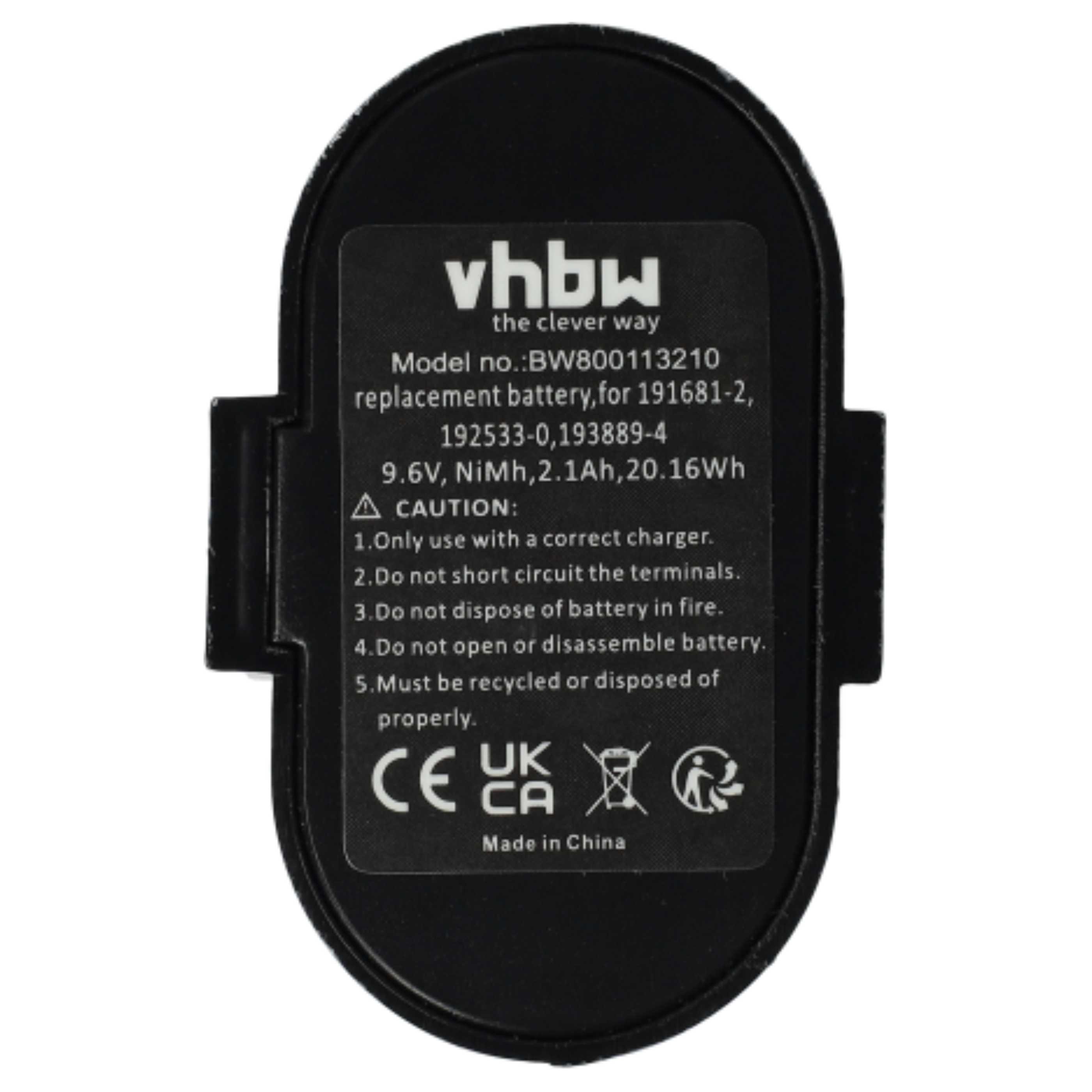 3x Battery replaces Makita 193890-9, 193889-4, 192533-0, 191681-2 Electric Power Tool - 2100 mAh, 9.6 V, NiMH