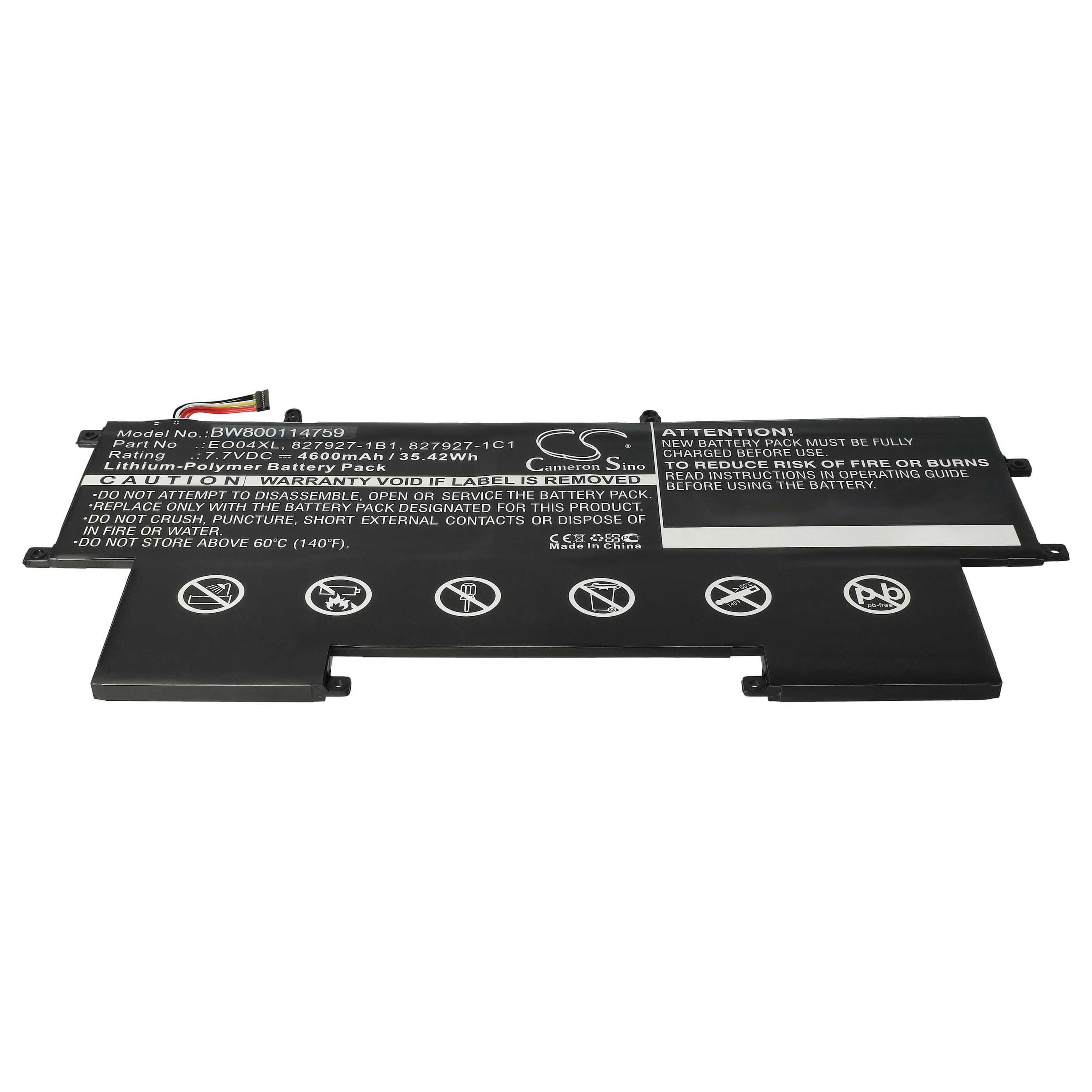 Akumulator do laptopa zamiennik HP 827927-1C1, 828226-005, 827927-1B1, E004XL - 4600 mAh 7,7 V LiPo, czarny