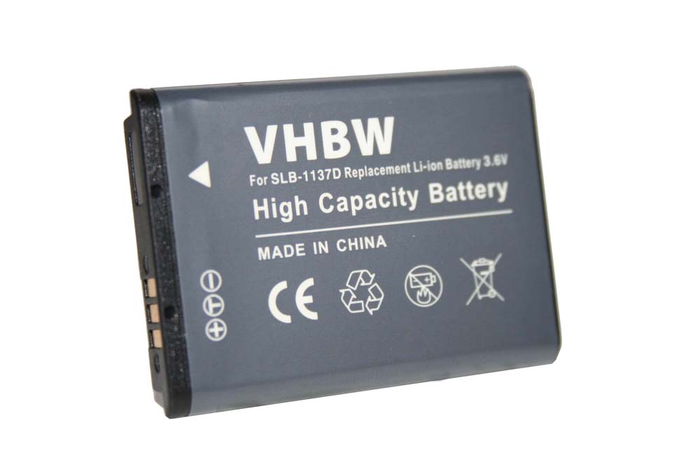 Batterie remplace Samsung SLB-1137d pour appareil photo - 750mAh 3,6V Li-ion