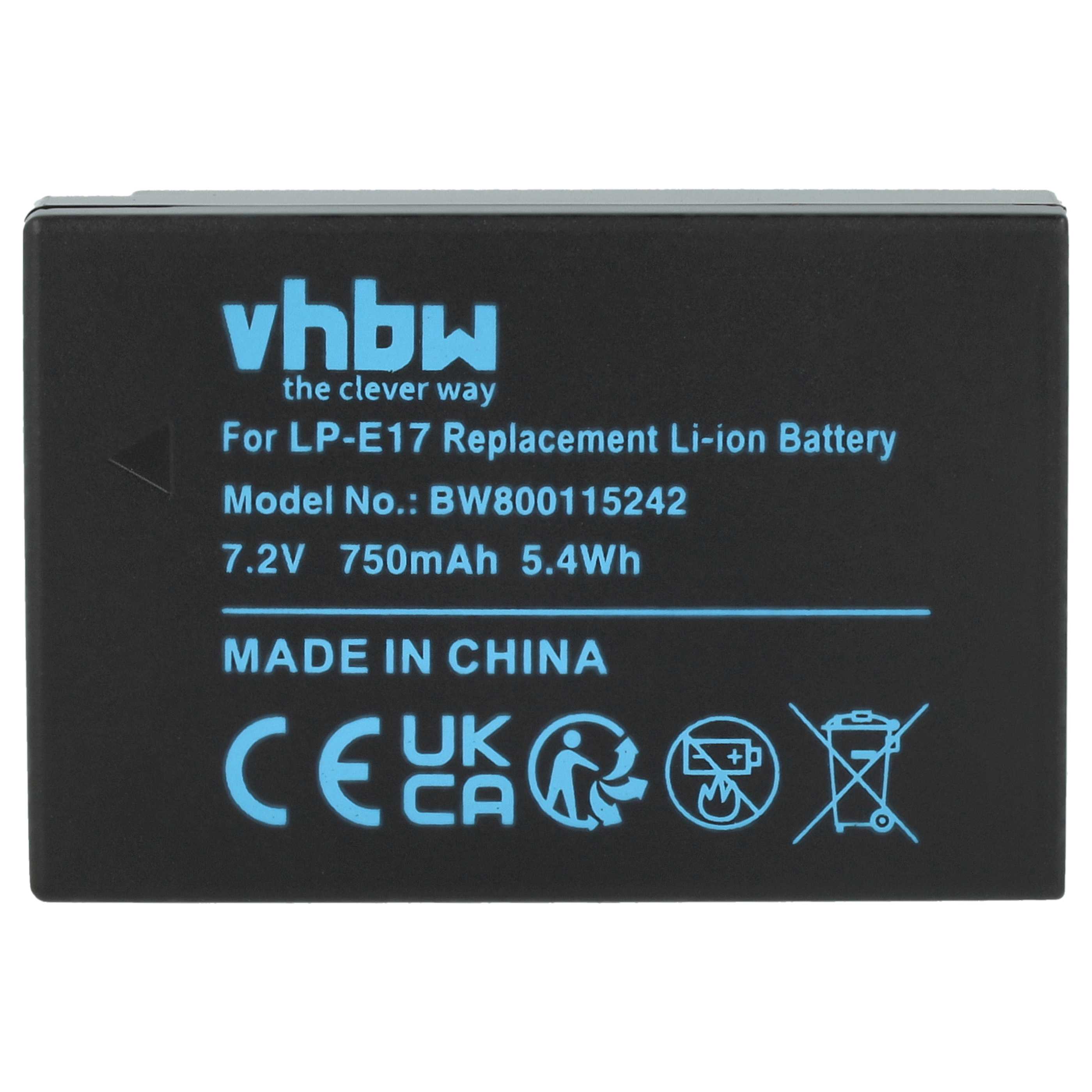 3x Battery replaces Canon LP-E17 - 750mAh, 7.2V, Li-Ion
