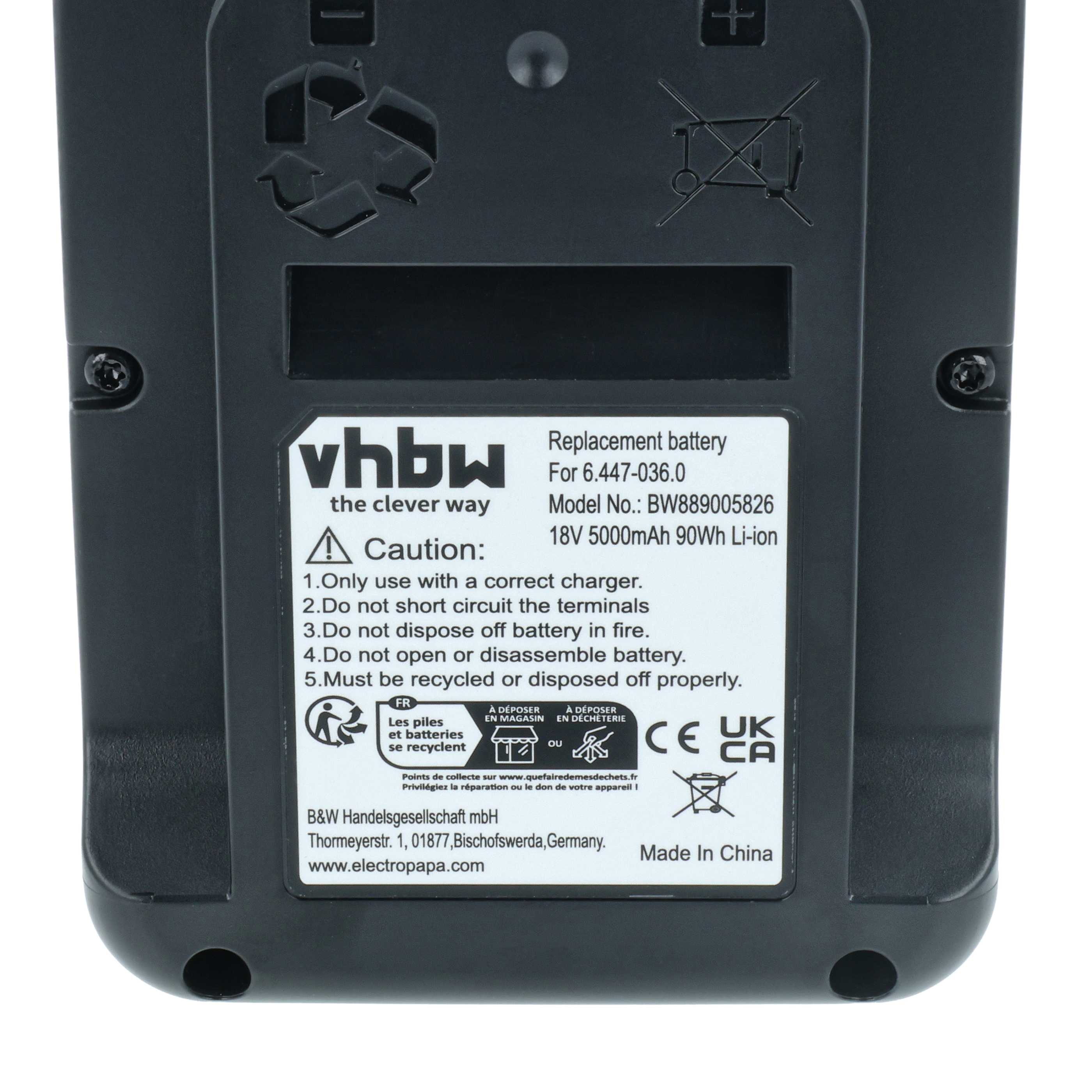 Battery replaces 2.445-034.0, 6.447-036.0 for Kärcher 5000mAh, 18V, Li-Ion