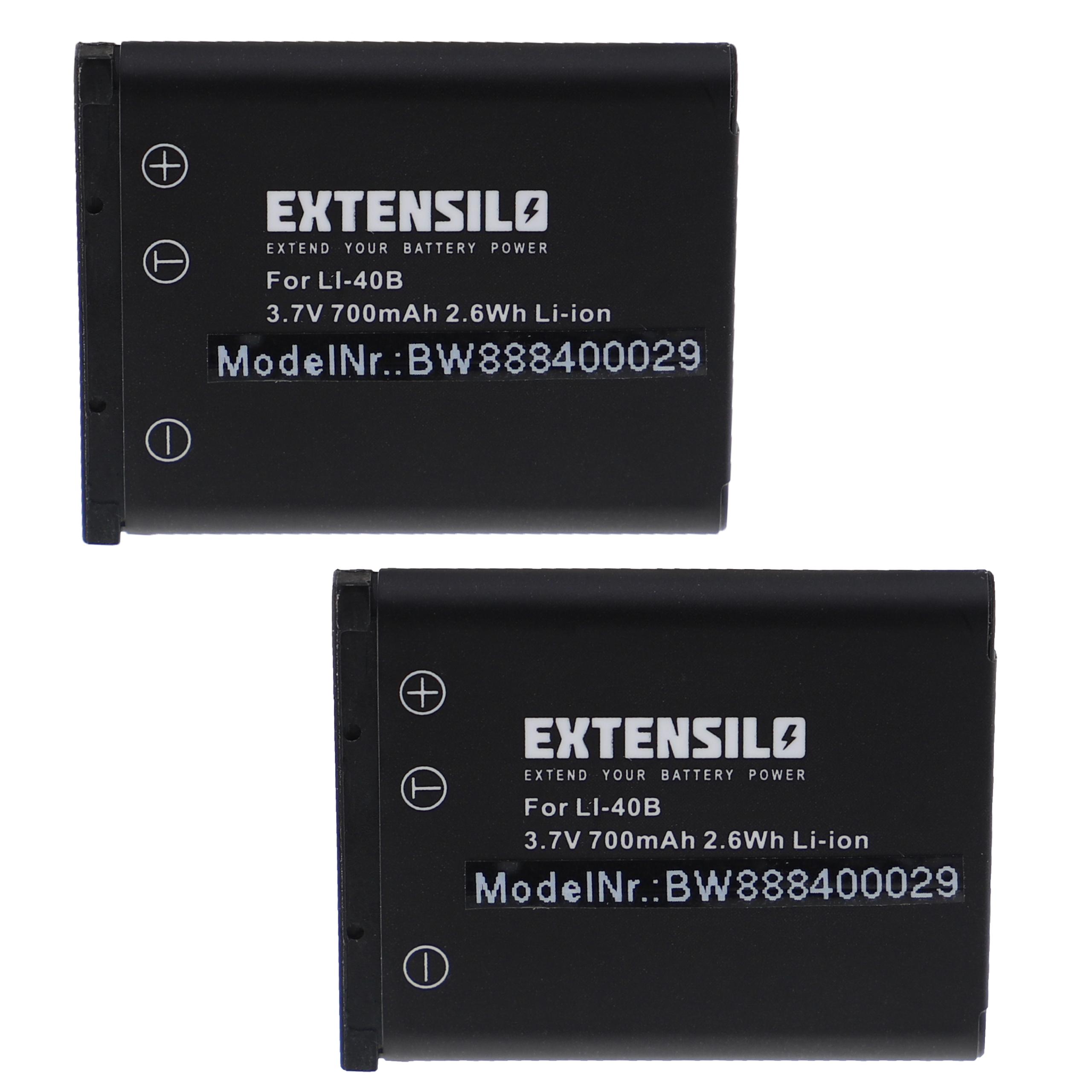 Batteries (2x pièces) remplace BenQ DLI216 pour appareil photo - 700mAh 3,7V Li-ion