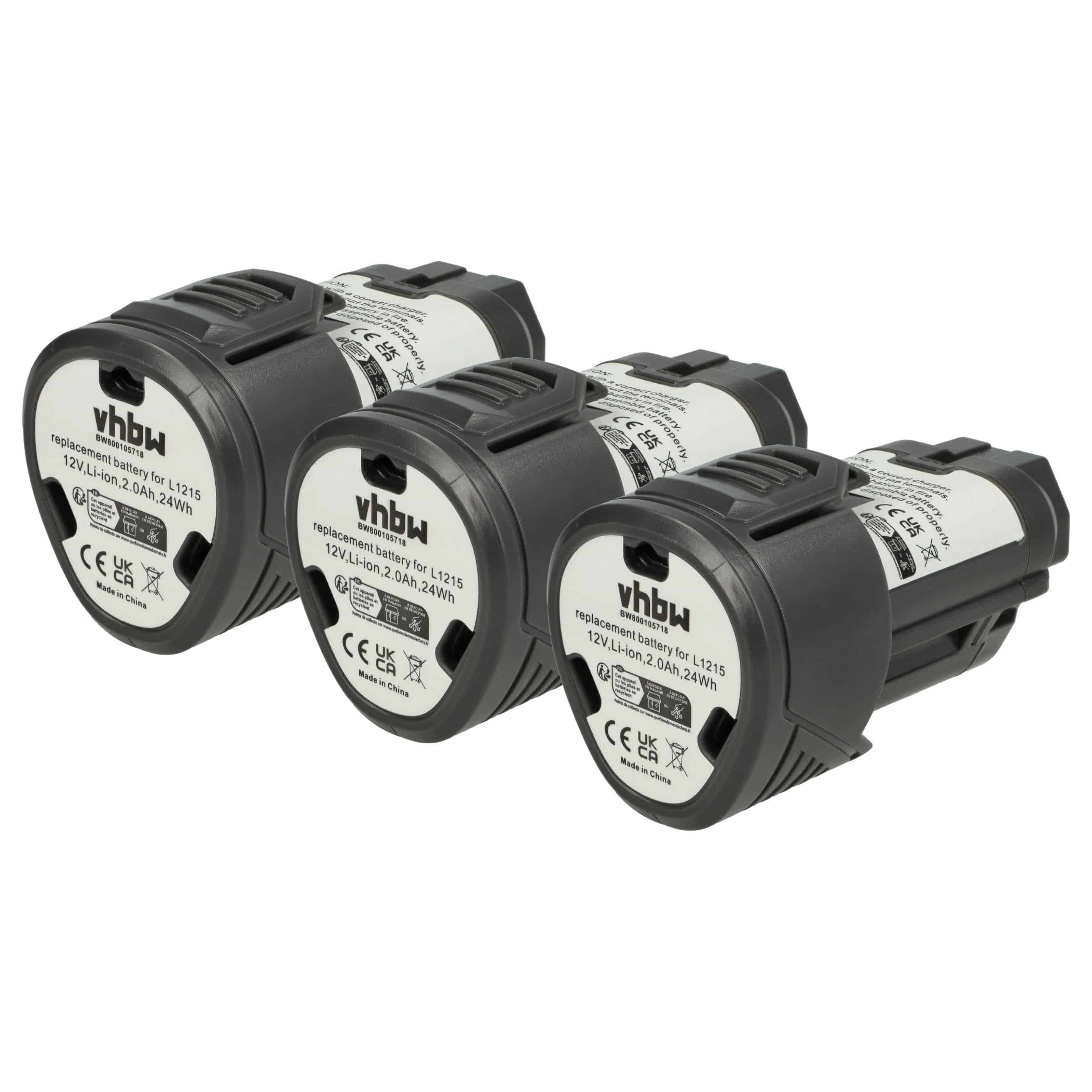 Batterie (3 pcs.) remplace AEG 4932352824, 584932, 4932, 3520, 3526 outil électrique Ridgid - 2Ah 12V Li-ion