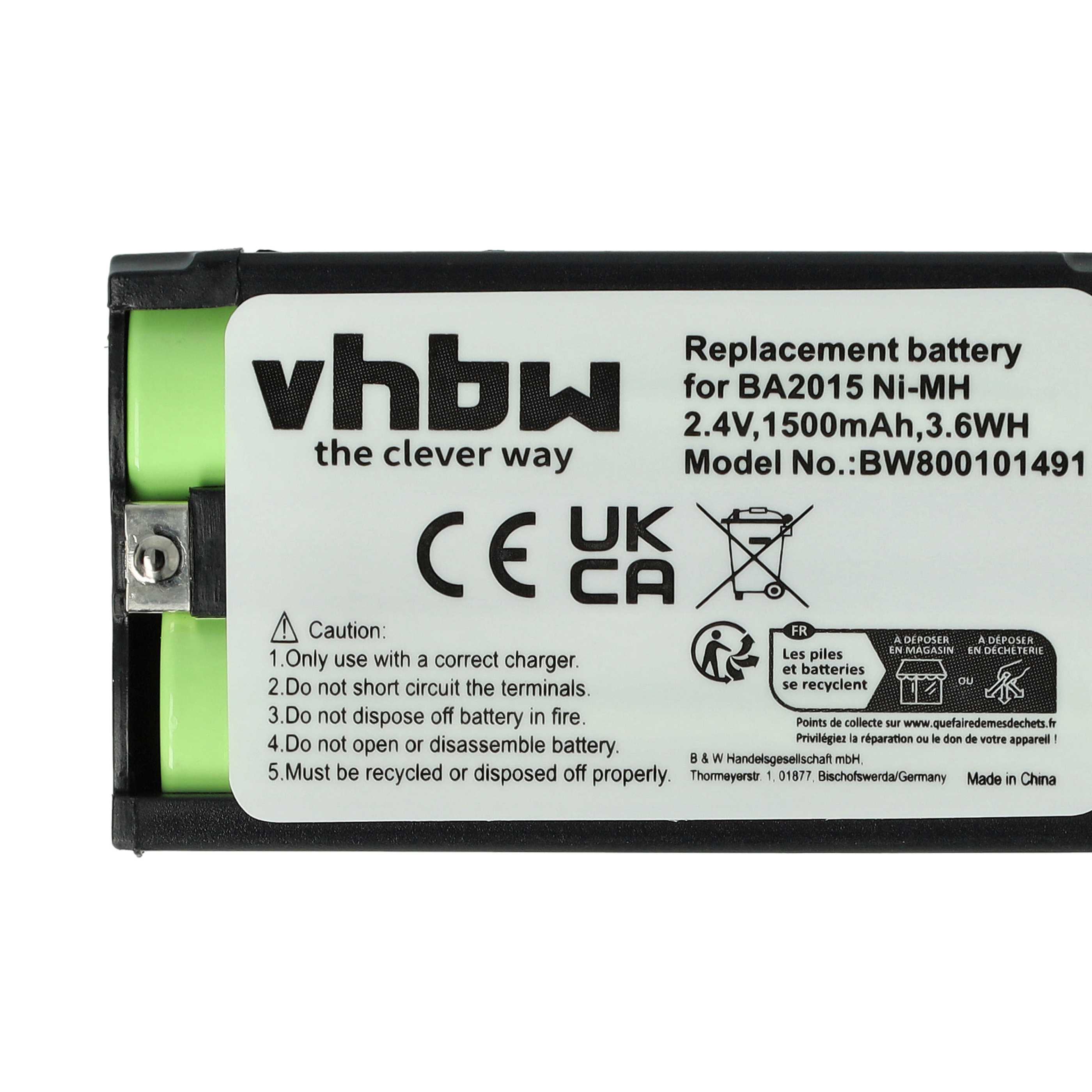 Batterie (2 pcs.) remplace Sennheiser BA2015, BA-2015 microphone - 1500mAh 2,4V NiMH
