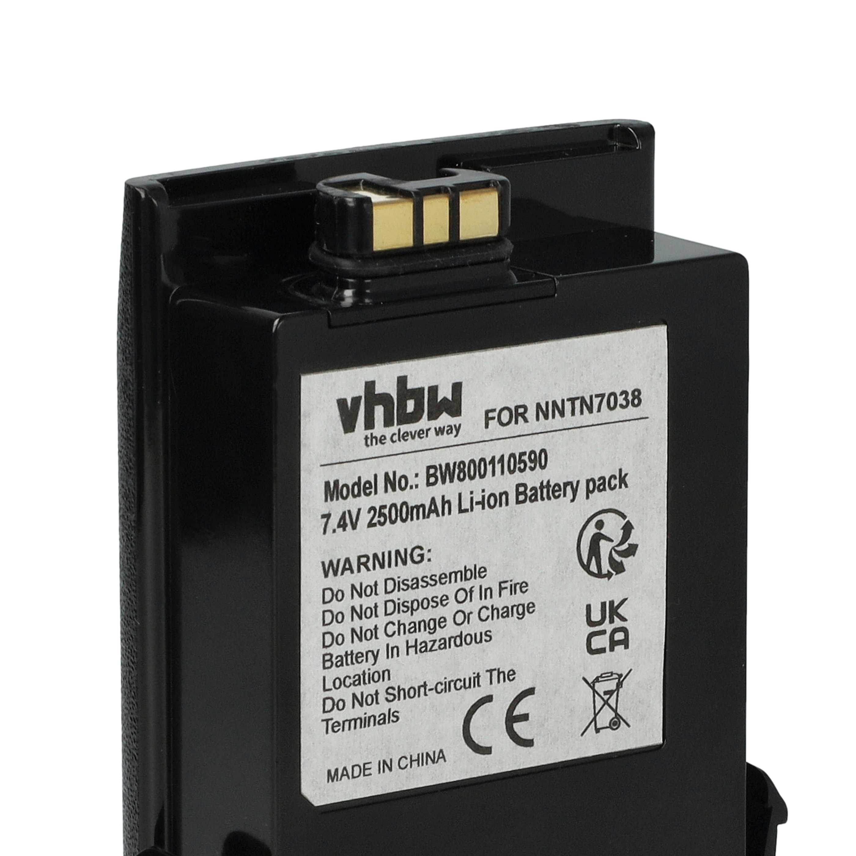 Radio Battery replaces Motorola NNTN7034A, NNTN7034B, NNTN7038, NNTN7035A, NNTN7035 - 2500 mAh 7.4 V Li-Ion