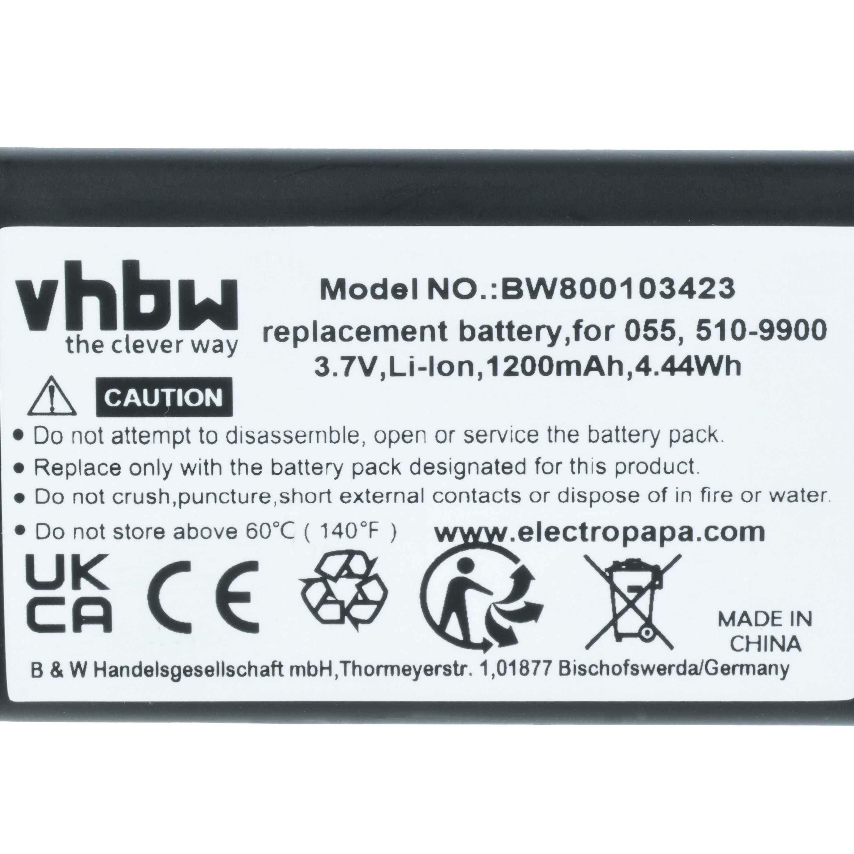 Videocamera 3x Battery replaces Liquid Image 510-9900, 055 - 1200 mAh 3.7 V Li-Ion