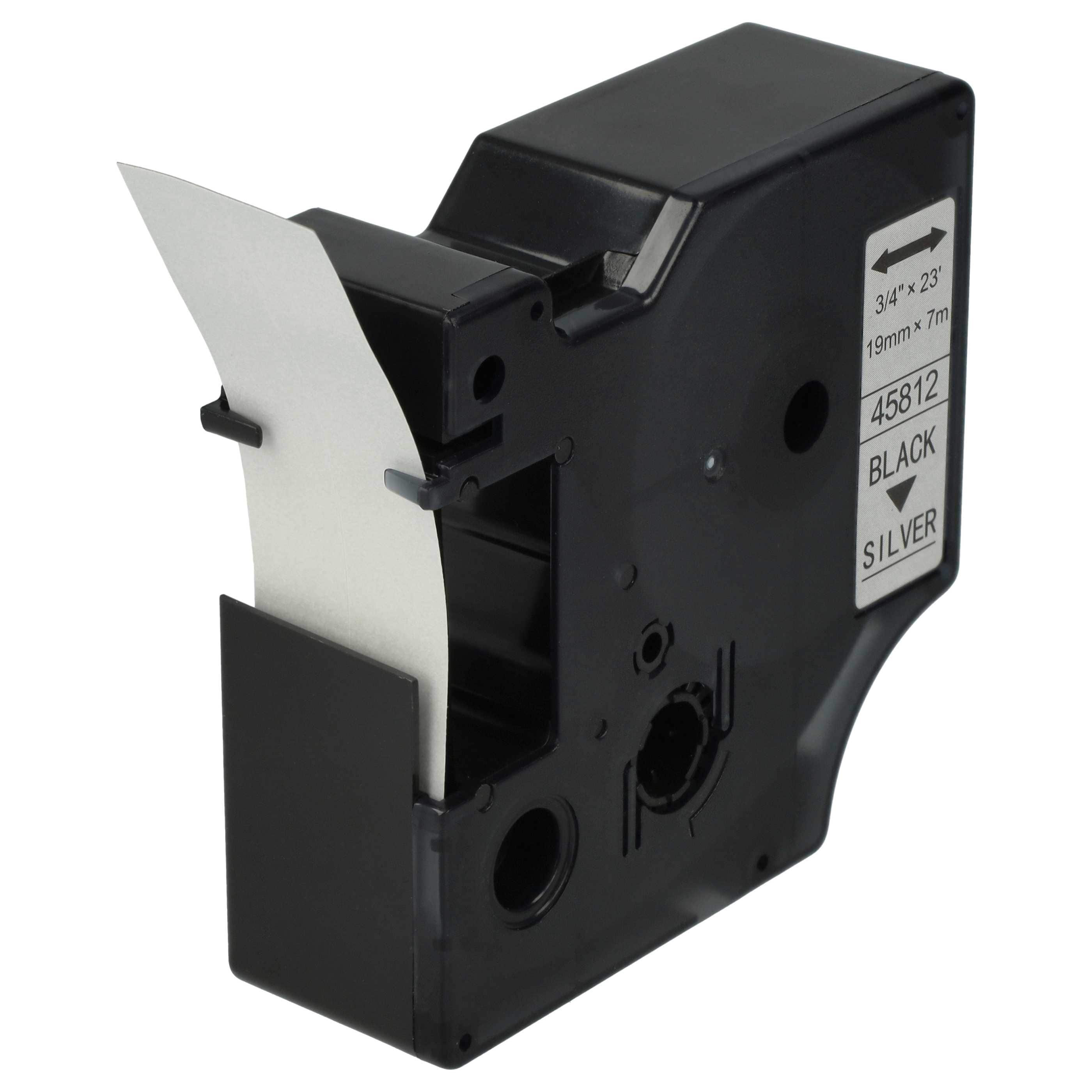 Label Tape replaces Dymo D1, 45812 - 19 mm Black to Silver
