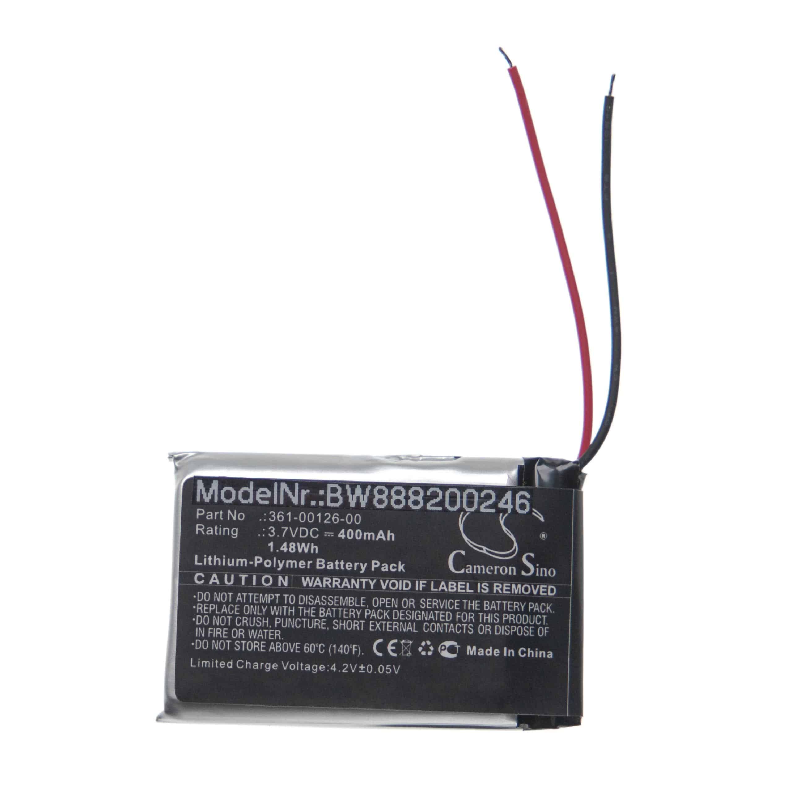 Batterie remplace Garmin 361-00126-00 pour montre connectée - 400mAh 3,7V Li-polymère