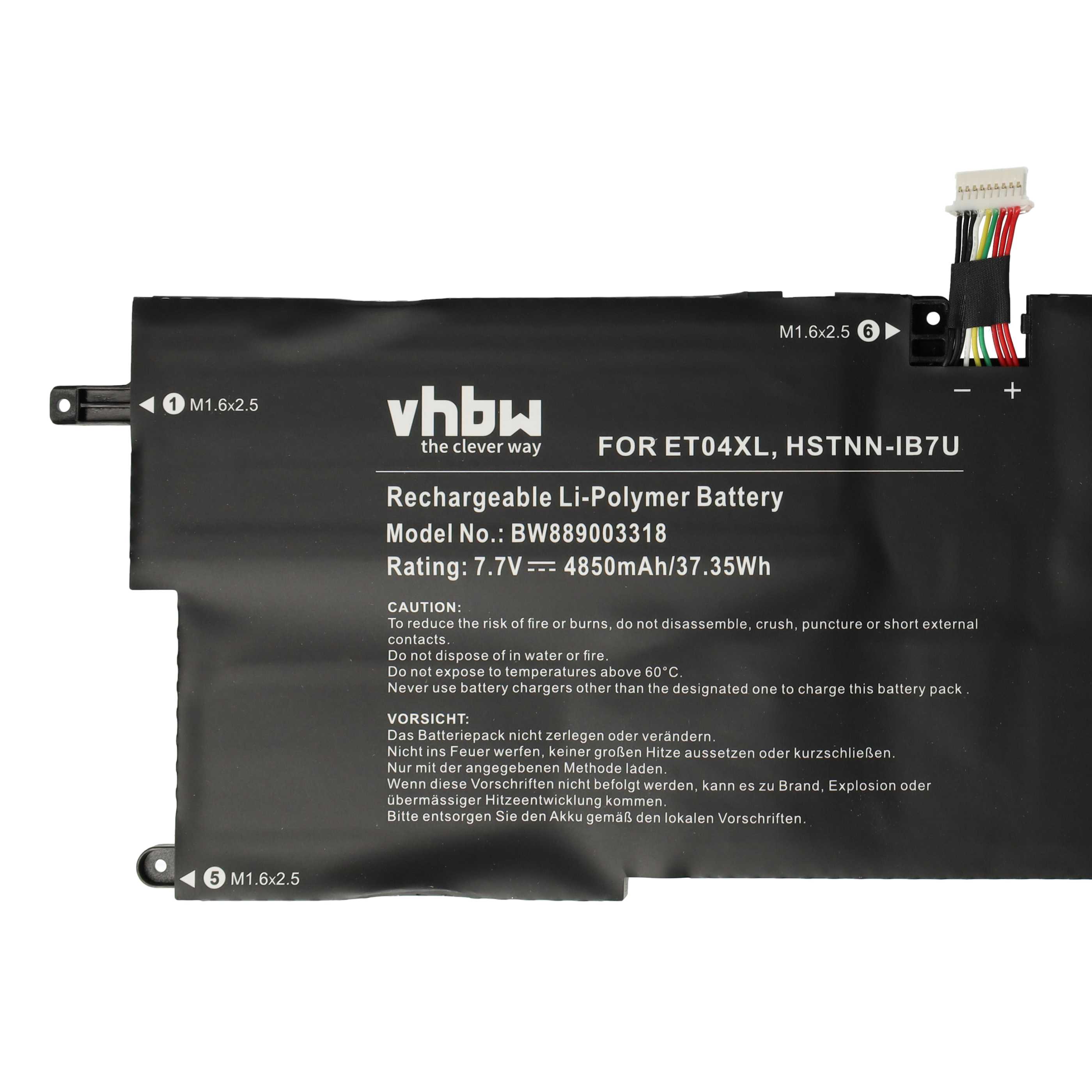 Batteria sostituisce HP ET04049XL, 915030-171, 915191-855, 915030-1C1 per notebook HP - 4850mAh 7,7V Li-Poly