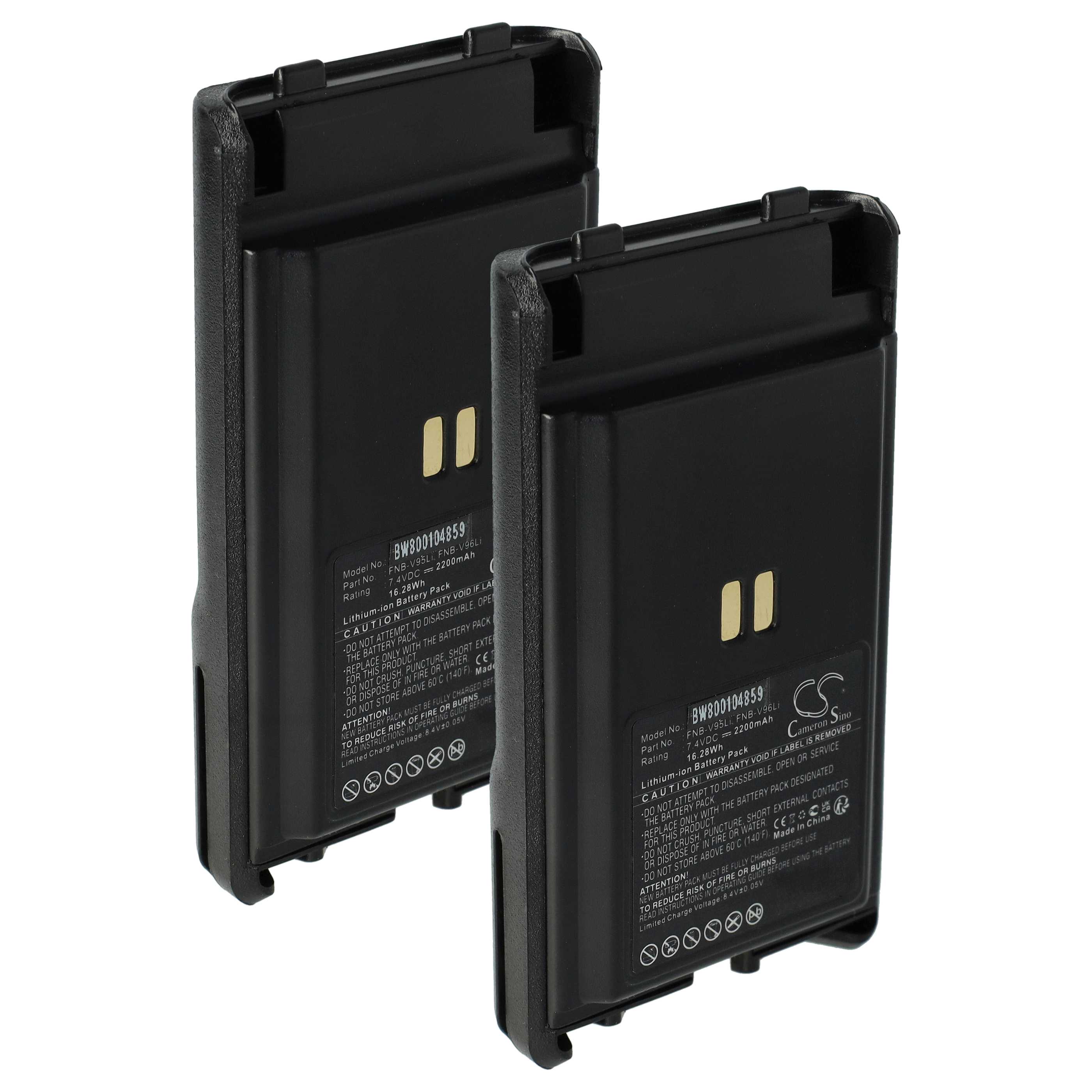 Radio 2x Battery replaces Vertex Yaesu FNB-V96, FNB-V95Li, FNB-V96Li, FNB-V95 - 2200 mAh 7.4 V Li-Ion