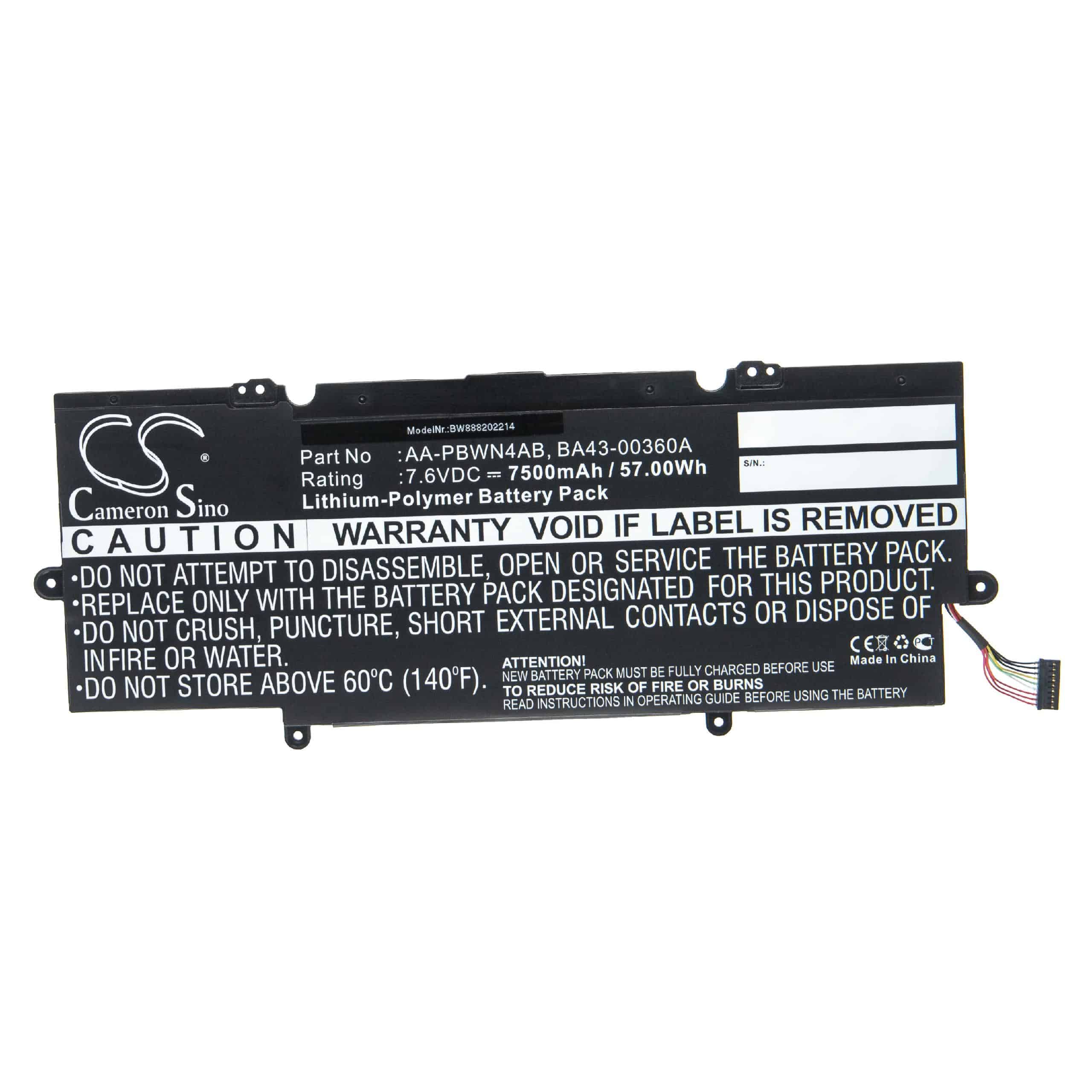 Notebook Battery Replacement for Samsung BA43-00360A, AA-PBWN4AB - 7500mAh 7.6V Li-polymer