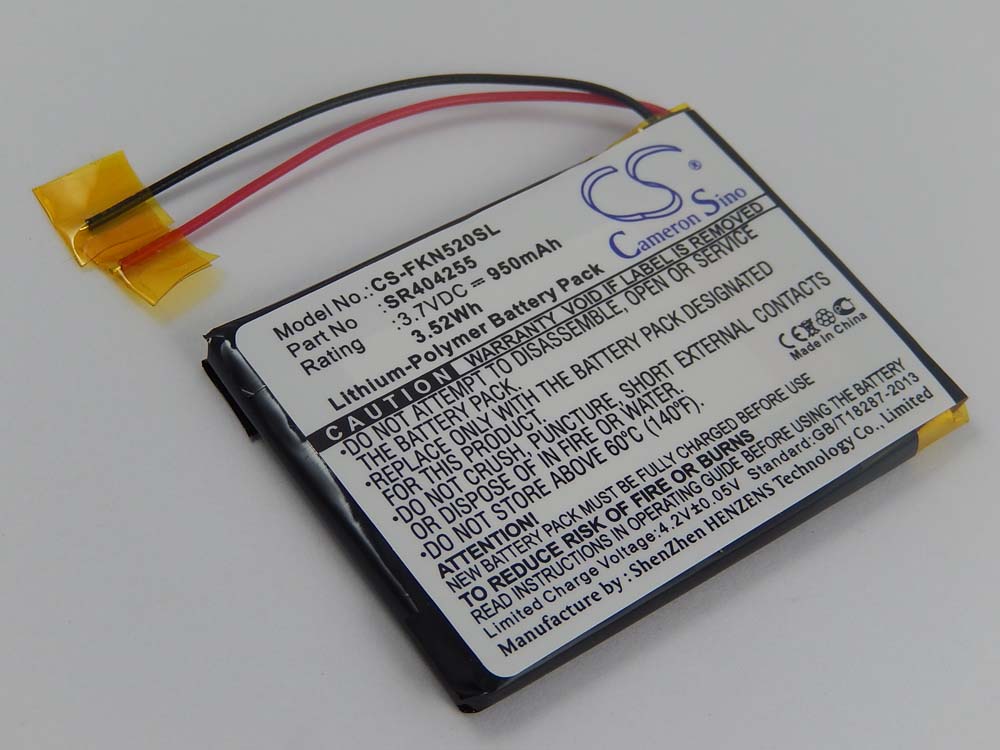 Batterie remplace SR404255 pour navigation GPS - 950mAh 3,7V Li-polymère