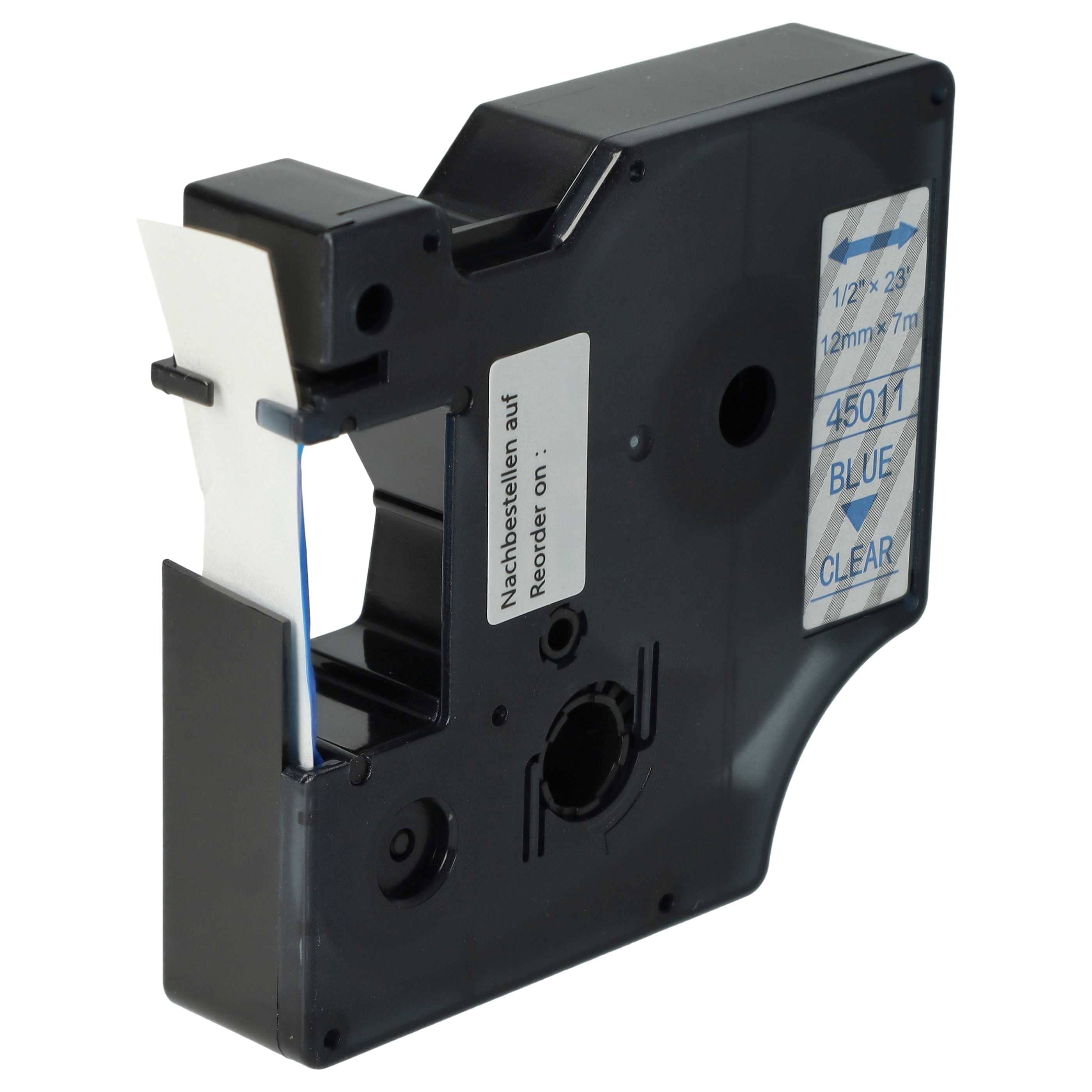 Label Tape replaces Dymo D1, 45011 - 12 mm Blue to Transparent