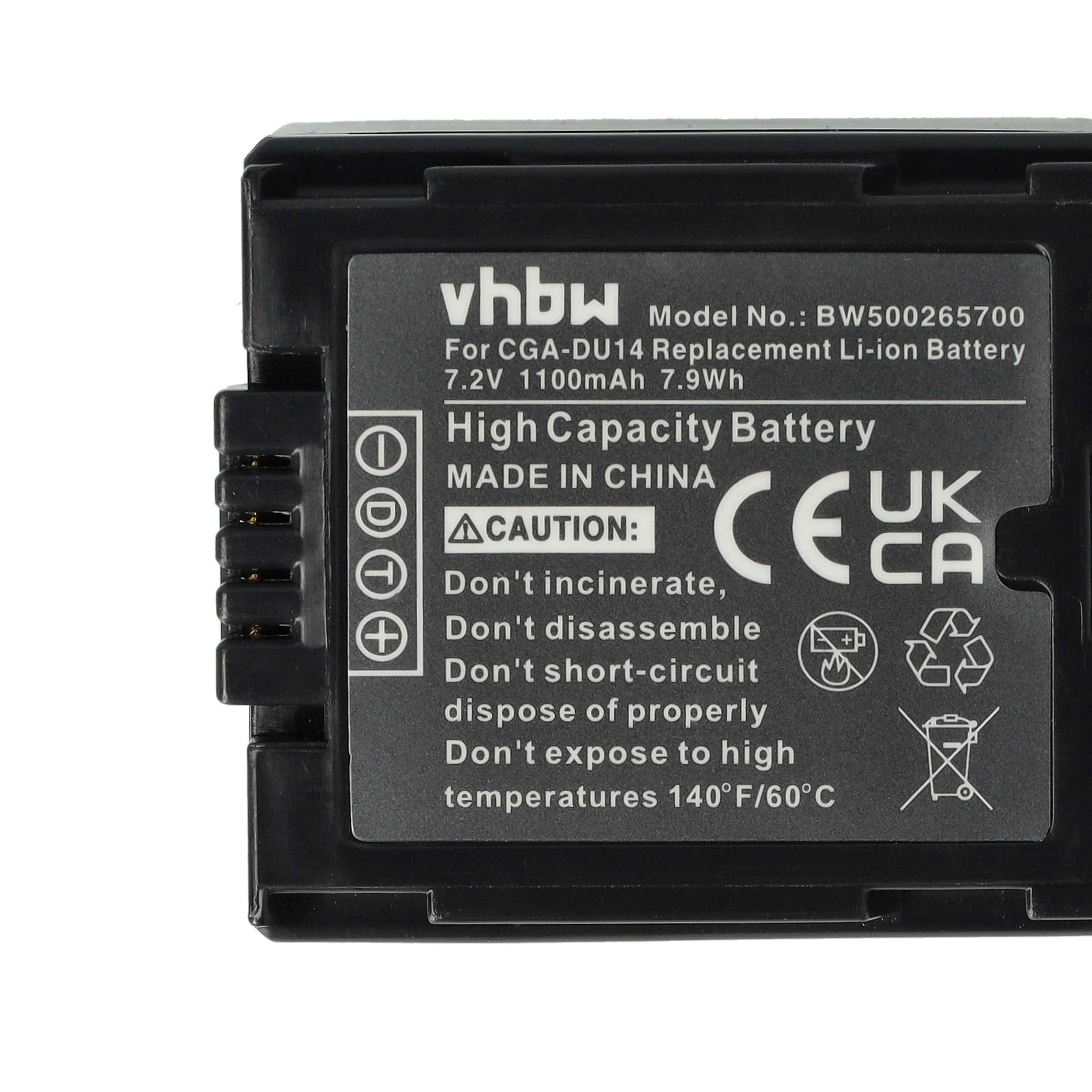 Batería reemplaza Hitachi DZ-BP14s, DZ-BP07s, DZ-BP21s para cámara Hitachi - 1100 mAh 7,2 V Li-Ion