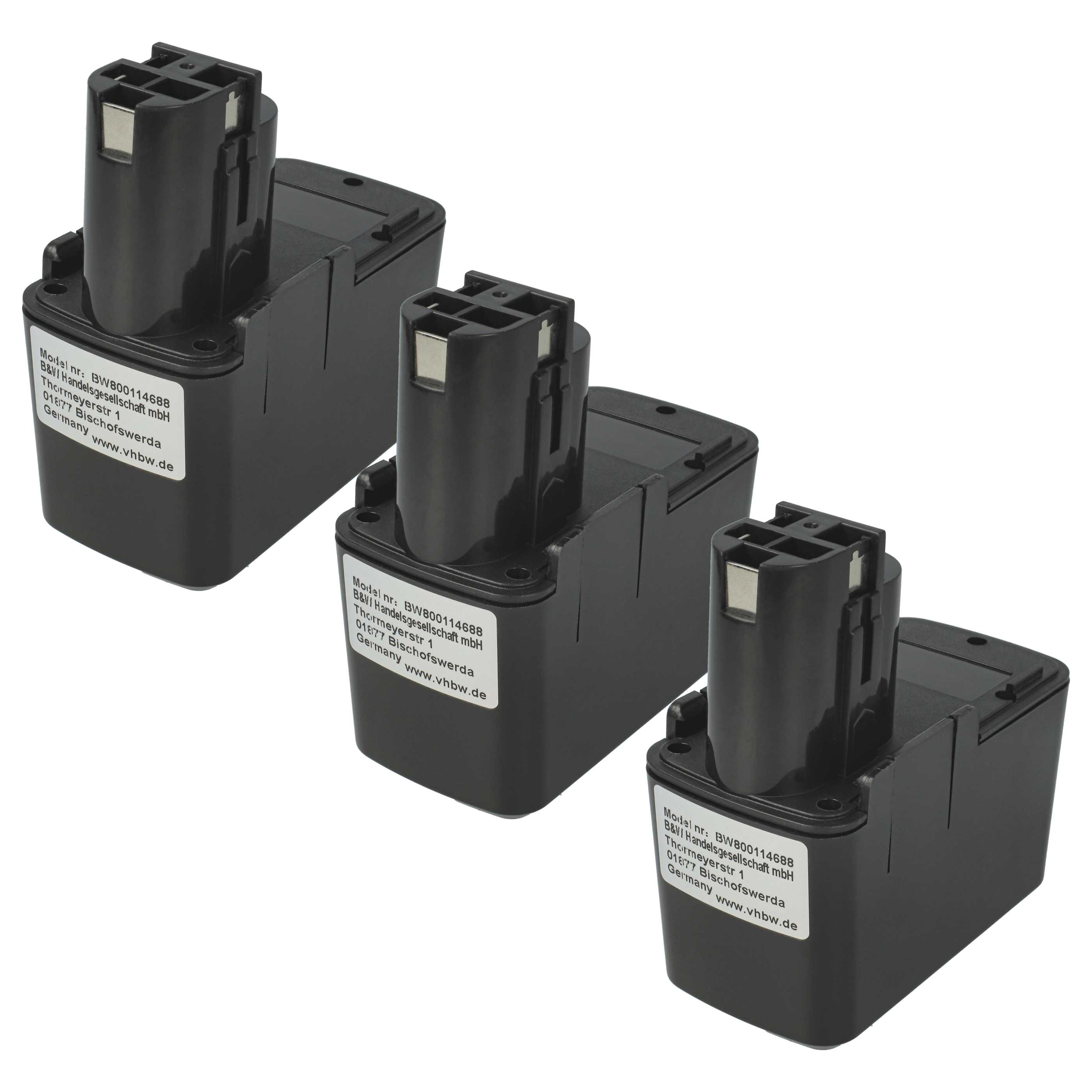 3x Battery replaces Bosch 2 607 335 055, 2 607 335 054 Electric Power Tool - 1500 mAh, 12 V, NiMH