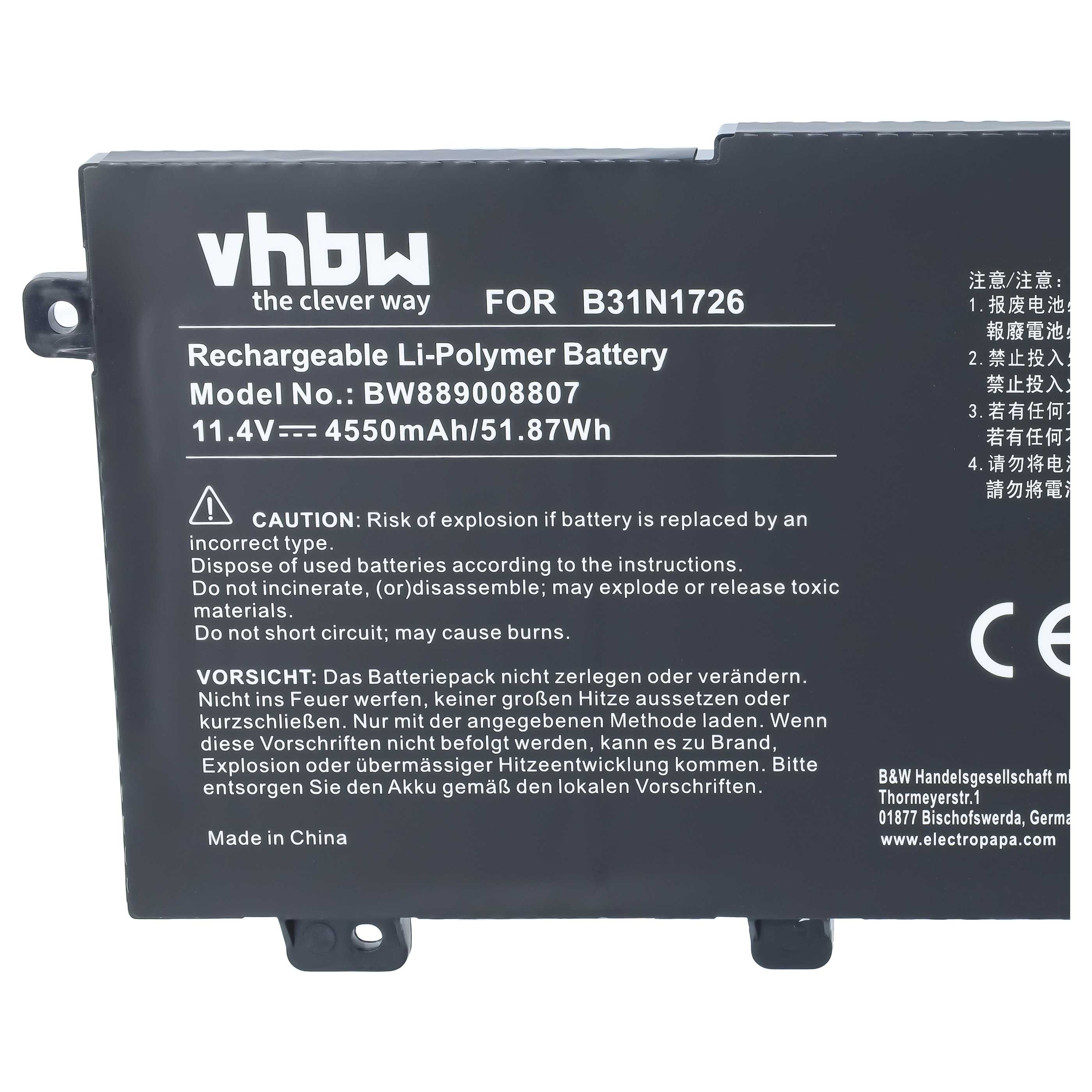 Notebook-Akku als Ersatz für Asus 0B200-02910000, 0B200-02910100 für Asus - 4550mAh 11,4V Li-Polymer