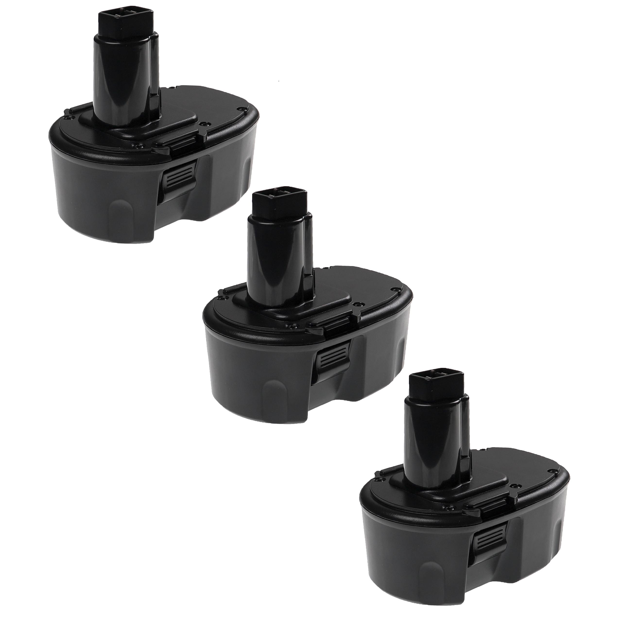 3x Batería reemplaza Dewalt DE9092, DE9091, DC9091, DE9038 para herramienta Dewalt - 3300 mAh, 14,4 V, NiMH
