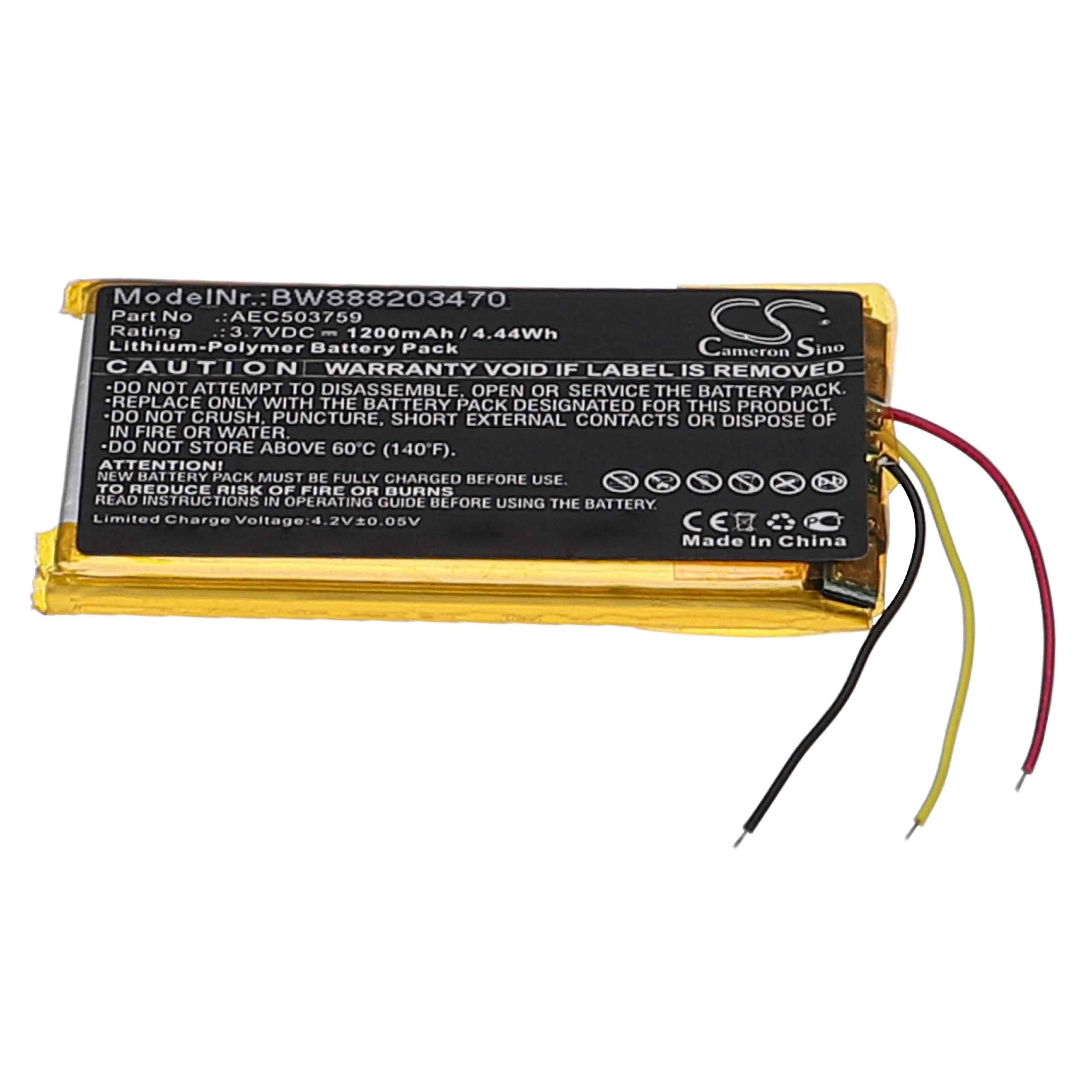 Batería reemplaza SteelSeries AEC503759 para auriculares SteelSeries - 1200 mAh 3,7 V Li-poli