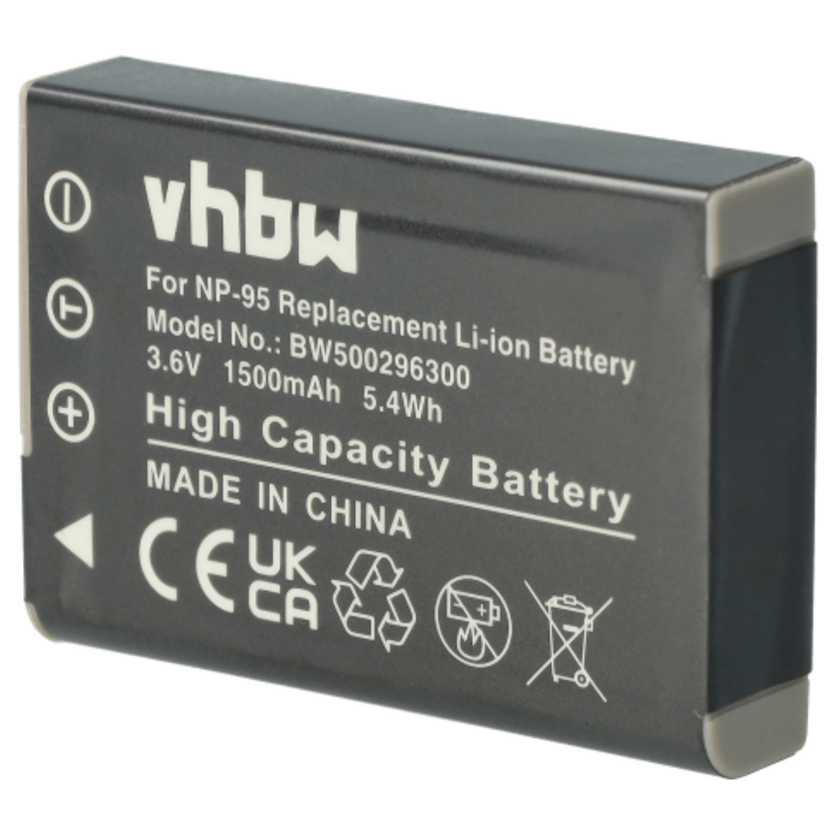 2x Battery replaces Fujifilm NP-95 - 1500mAh, 3.6V, Li-Ion