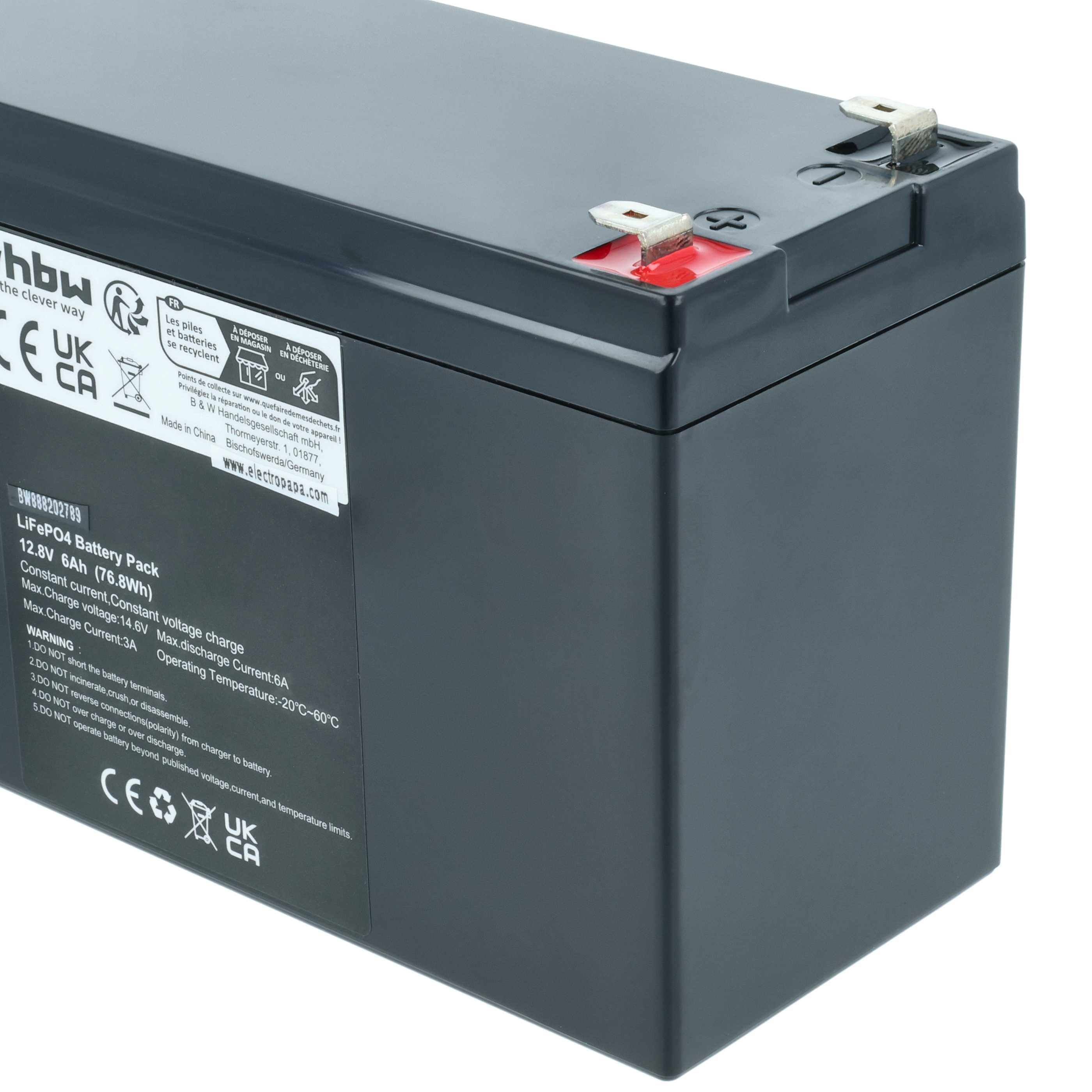 4x Batteria per camper, barca, camping, roulotte, impianto solare - 6Ah 12,8V LiFePO4