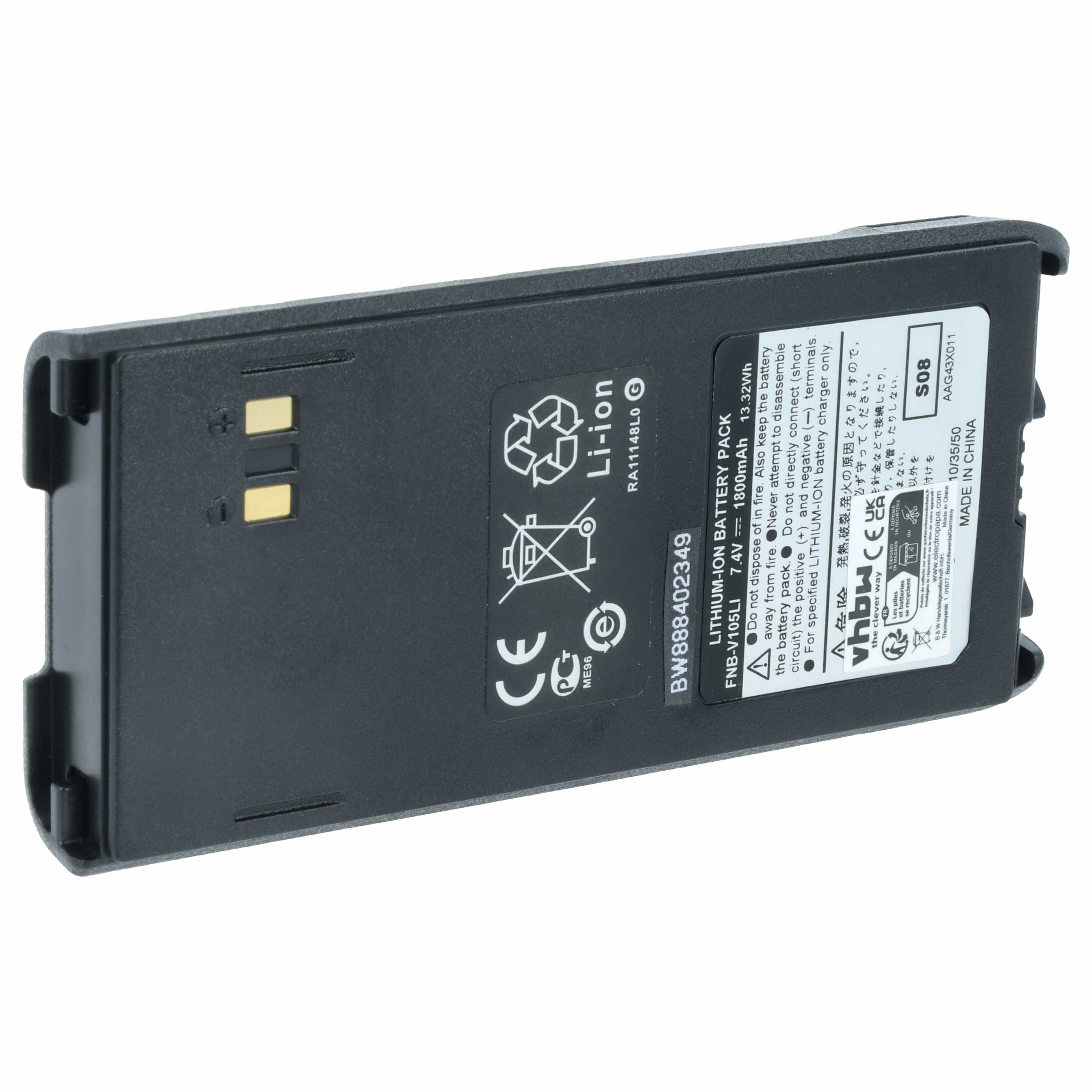 Radio 2x Battery replaces Marantz FNB-V105Li - 1800 mAh 7.4 V Li-Ion