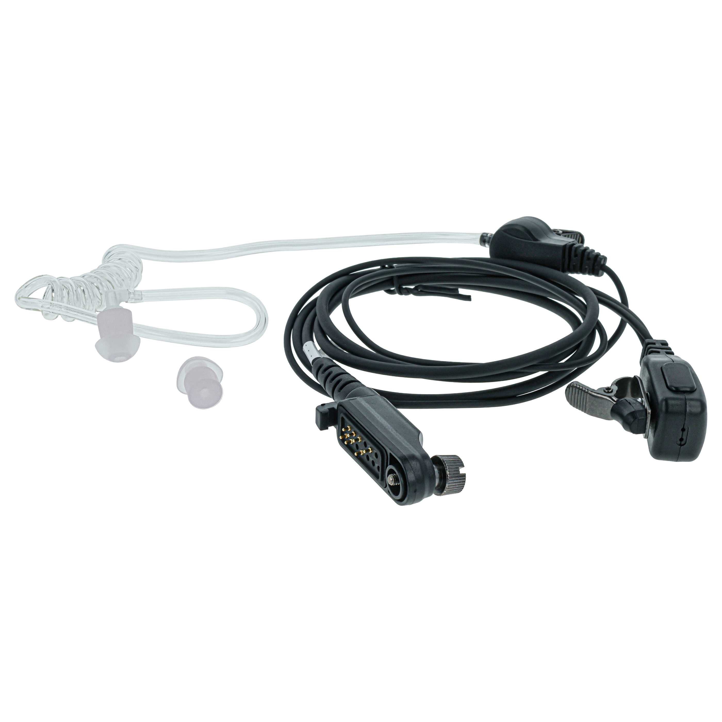 Security Radio Headset suitable for HYT / Hytera X1e - with PTT Microphone + Clip Mount + Phono Cable