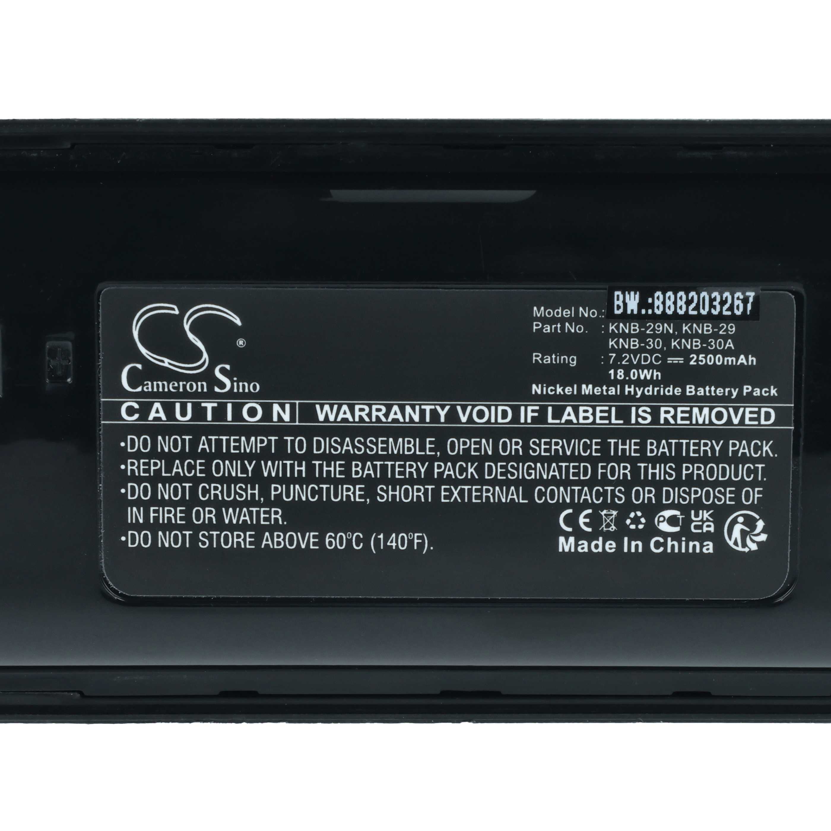 Akumulator do radiotelefonu zamiennik Kenwood KNB-29N, KNB-29, KNB-30A, KNB-30, KNB-53 - 2500 mAh 7,2 V NiMH