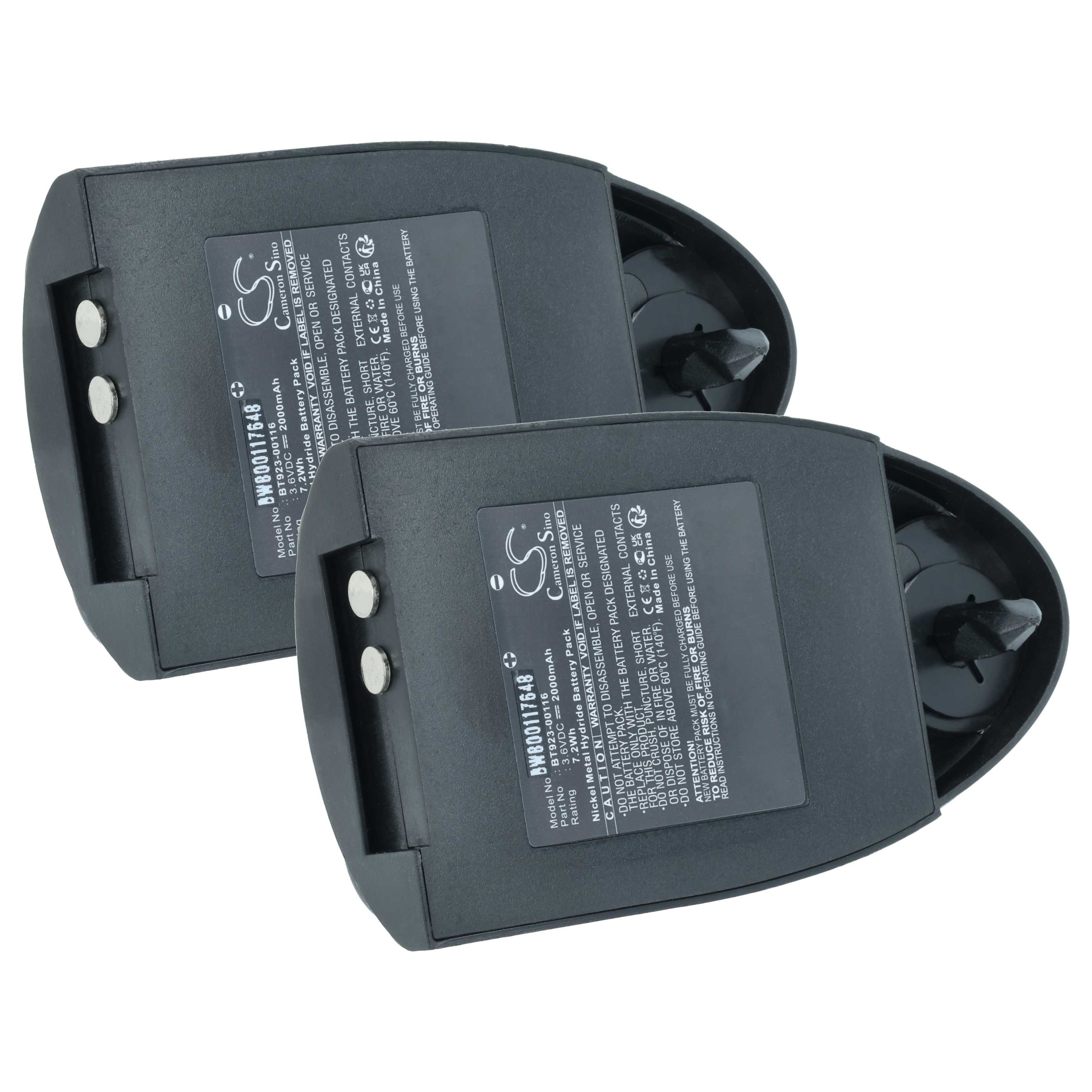 Akku (2 Stück) als Ersatz für Cattron Theimeg BAT-0000327, BT923-00116 Steuerung - 2000mAh 3,6V NiMH