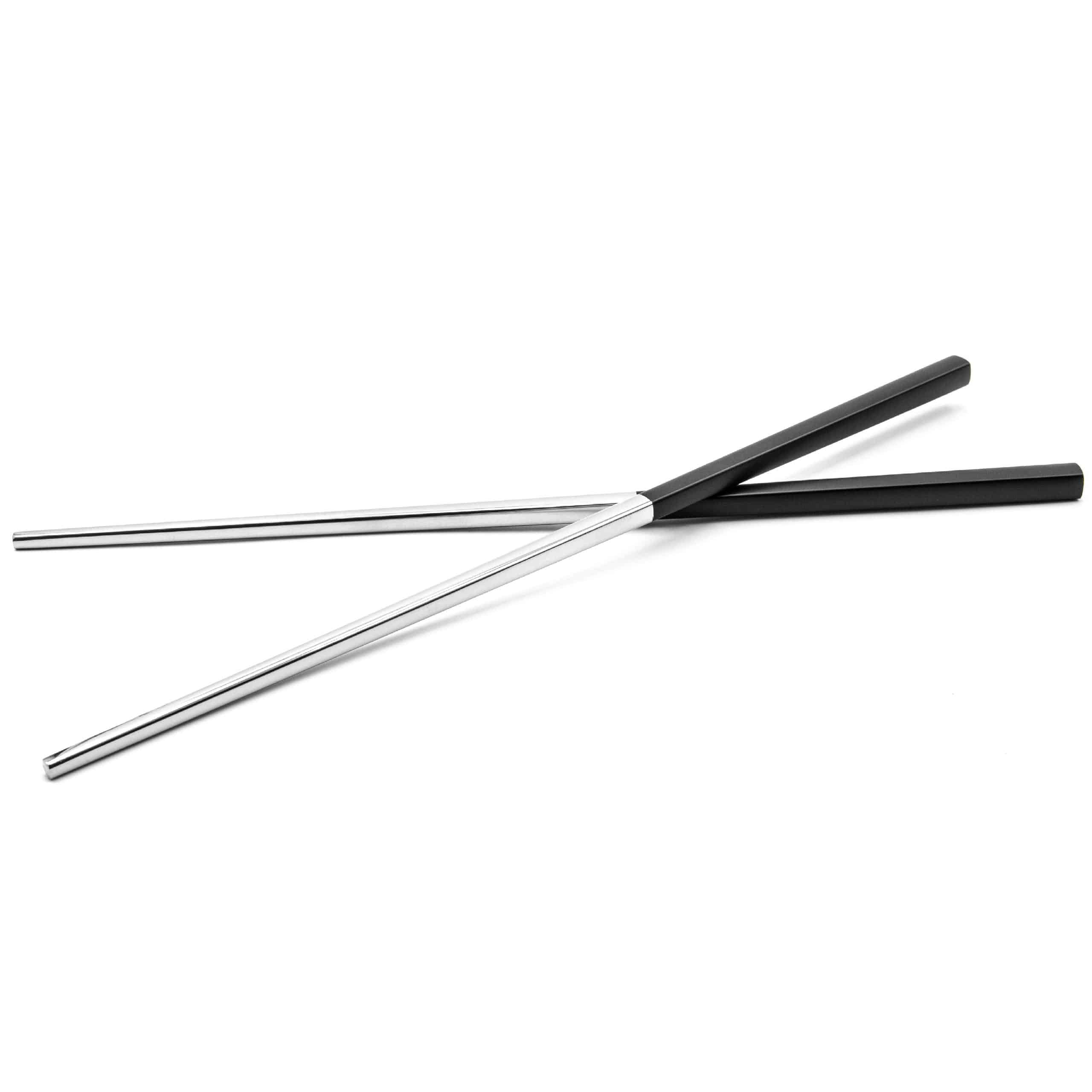 Chopstick Set (1 Pair) - Stainless Steel, black, silver, 23 cm long, Reusable