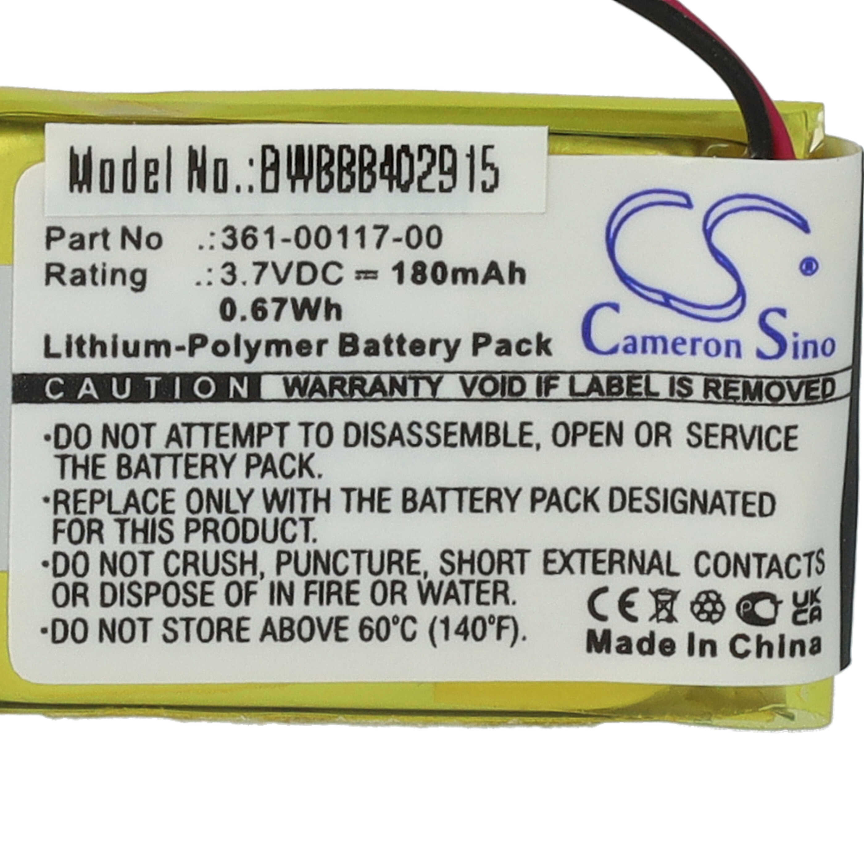 Batería reemplaza Garmin 361-00117-00, 361-00097-00 para smartwatch Garmin - 180 mAh 3,7 V Li-poli