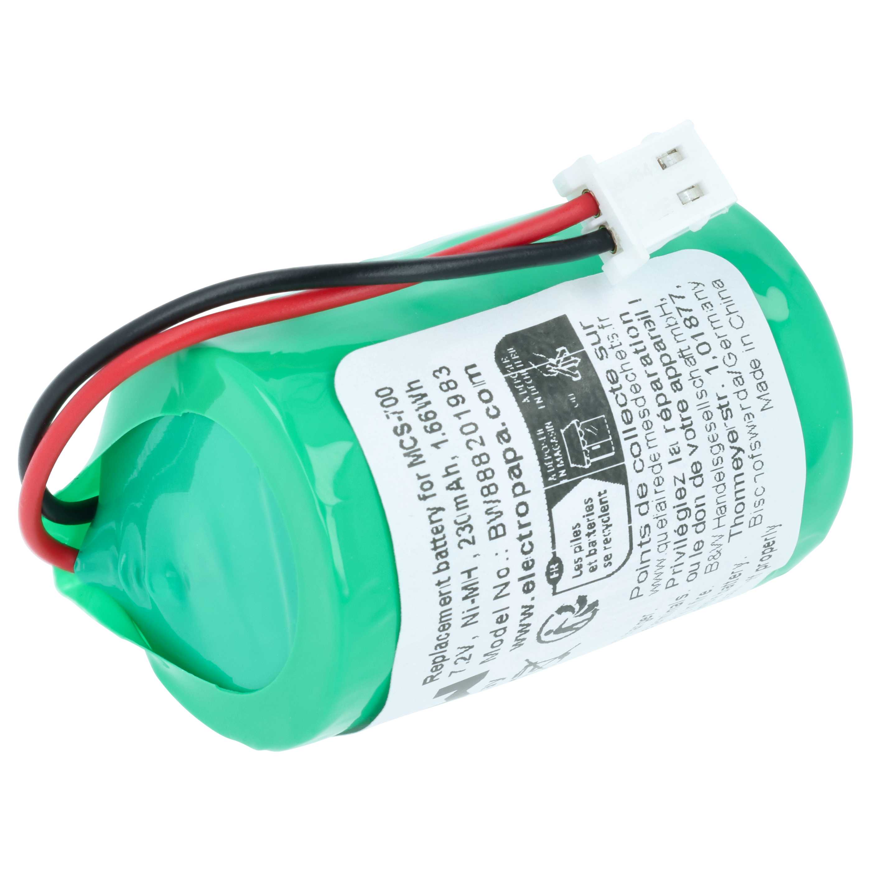 Alarmanlage-Akku als Ersatz für Visonic 0-9912-J, GP250BVH6AMX für Visonic - 230mAh 7,2V NiMH